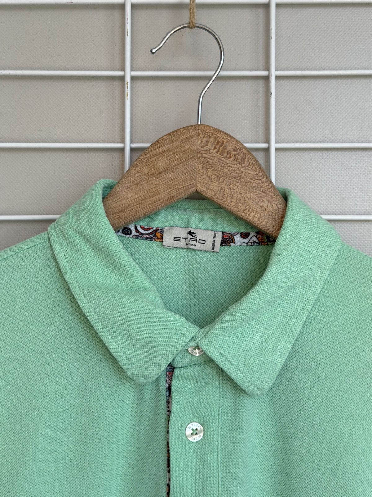 Etro Etro Milano Mint Green Polo Shirt Mens Size L Logo Size US L / EU 52-54 / 3 - 12 Thumbnail