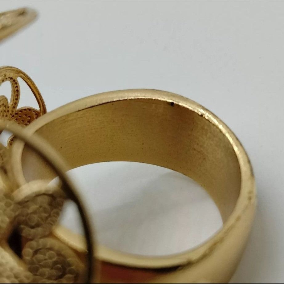 Chanel CHANEL Gold Ring CC Camellia Flower Black Crystals Size 6 US Size ONE SIZE - 10 Thumbnail