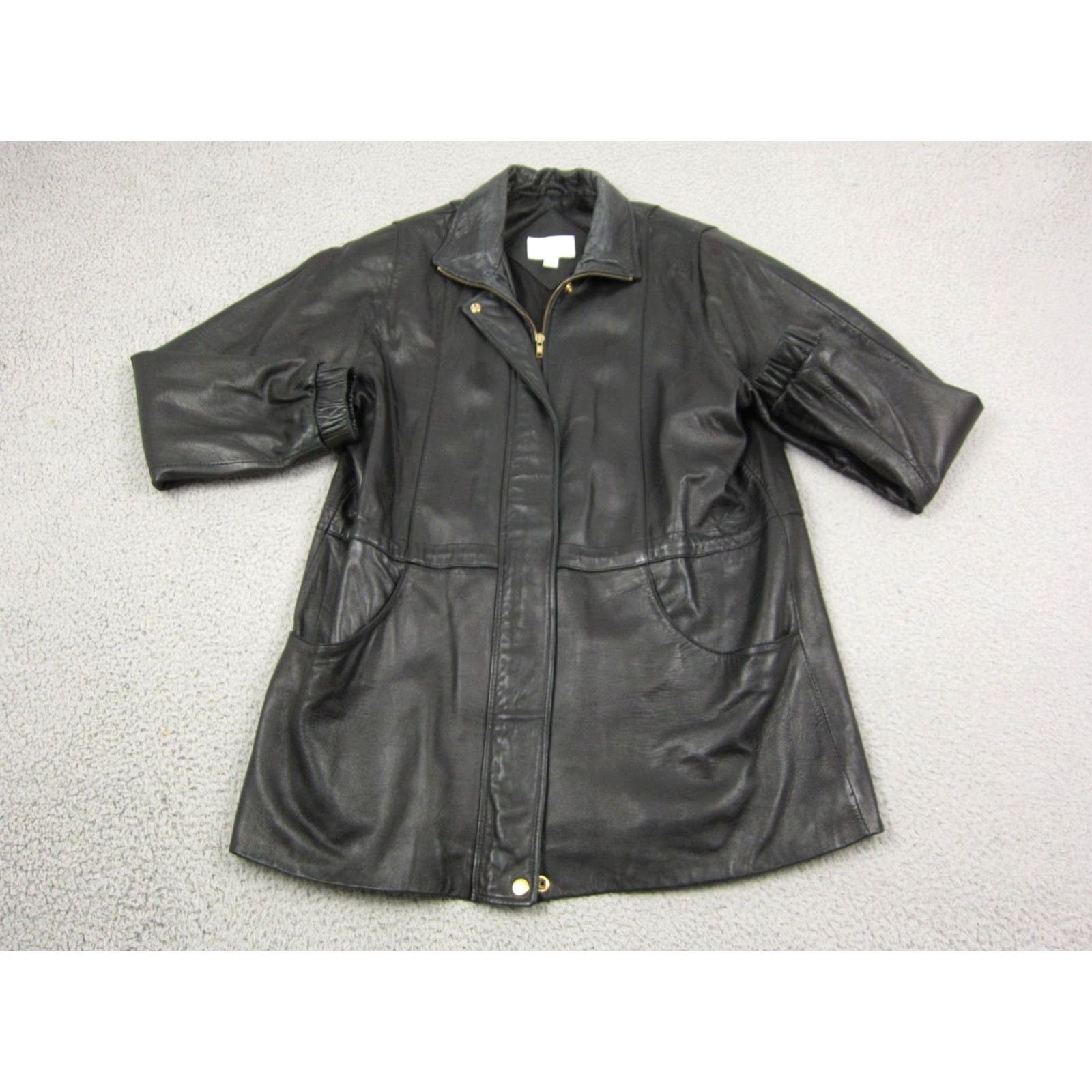 Worthington VINTAGE Worthington Jacket Womens L Black Leather Full Zip 80s 90s Biker Western Casual Workwear Mens? Womens Size L / US 10 / IT 46 - 2 Thumbnail