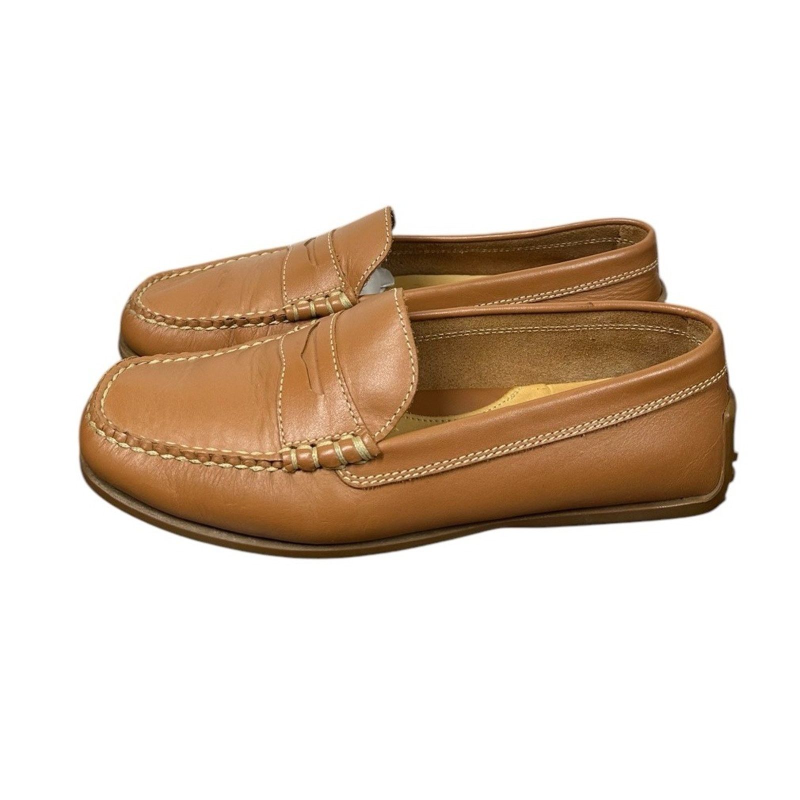 Lands' End Lands End Tan Leather Penny Loafers Driving Moccasins 7.5 W Size US 7.5 / IT 37.5 - 7 Thumbnail