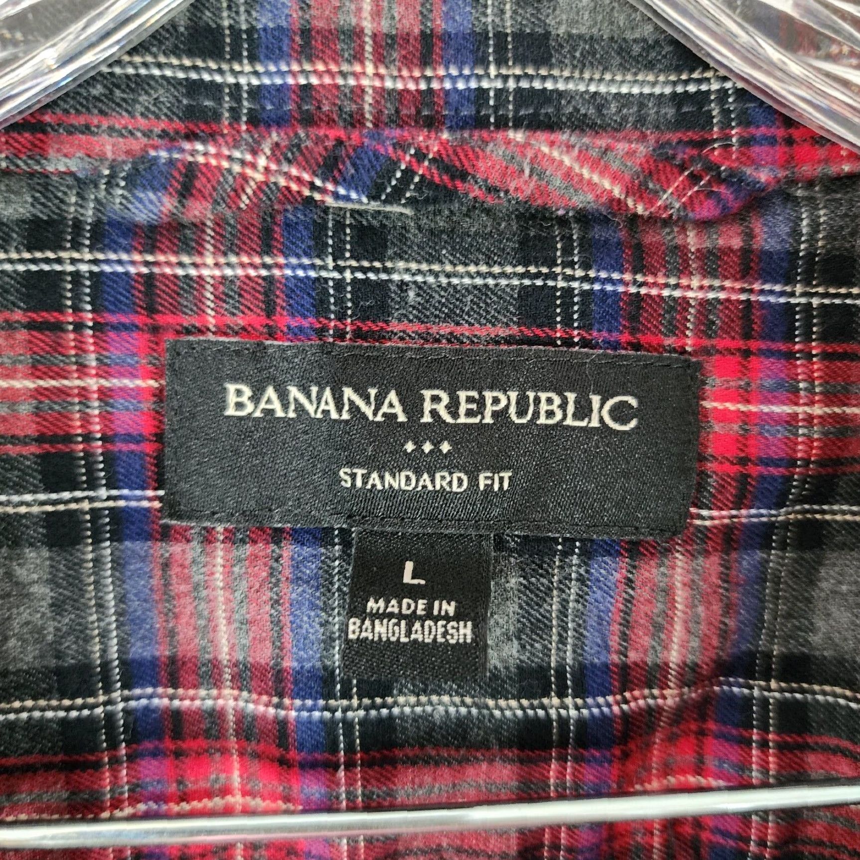 Banana Republic Banana Republic Mens Red Gray Plaid Long Sleeve Flannel Button Up Shirt Large Size US L / EU 52-54 / 3 - 4 Thumbnail