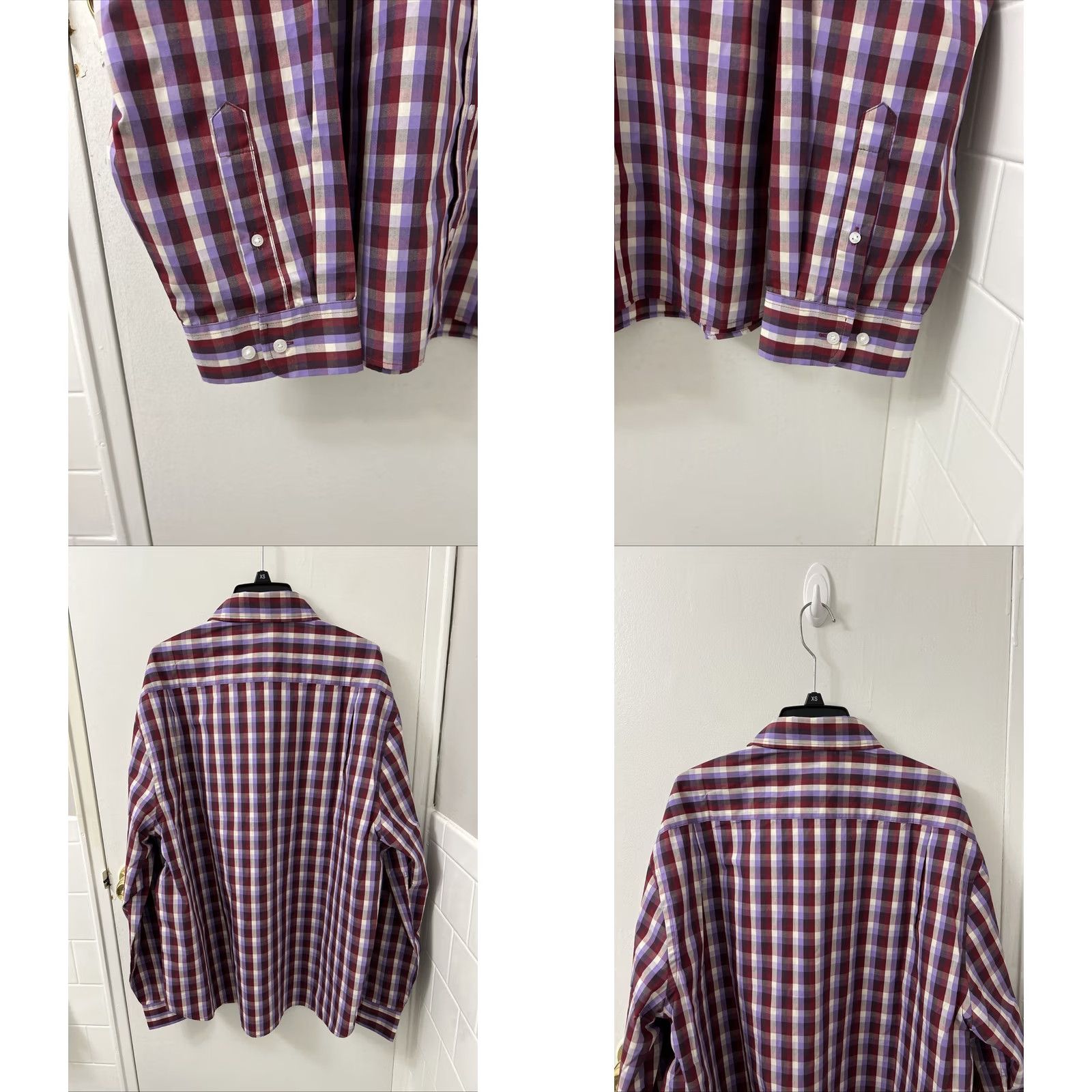 Haggar VINTAGE Haggar Shirt Mens 2XL Wine Plaid Button-Down Long Sleeve NWT Size US XXL / EU 58 / 5 - 8 Thumbnail