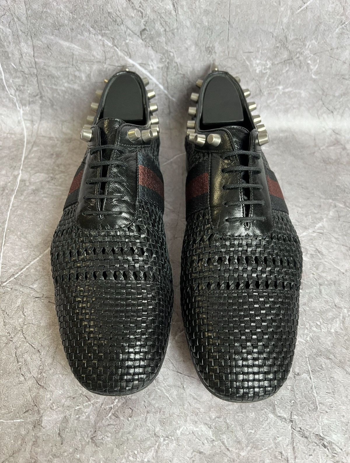 Gucci GUCCI Studded Spike Woven Oxford shoes Black Leather web Size US 9 / EU 42 - 2 Thumbnail