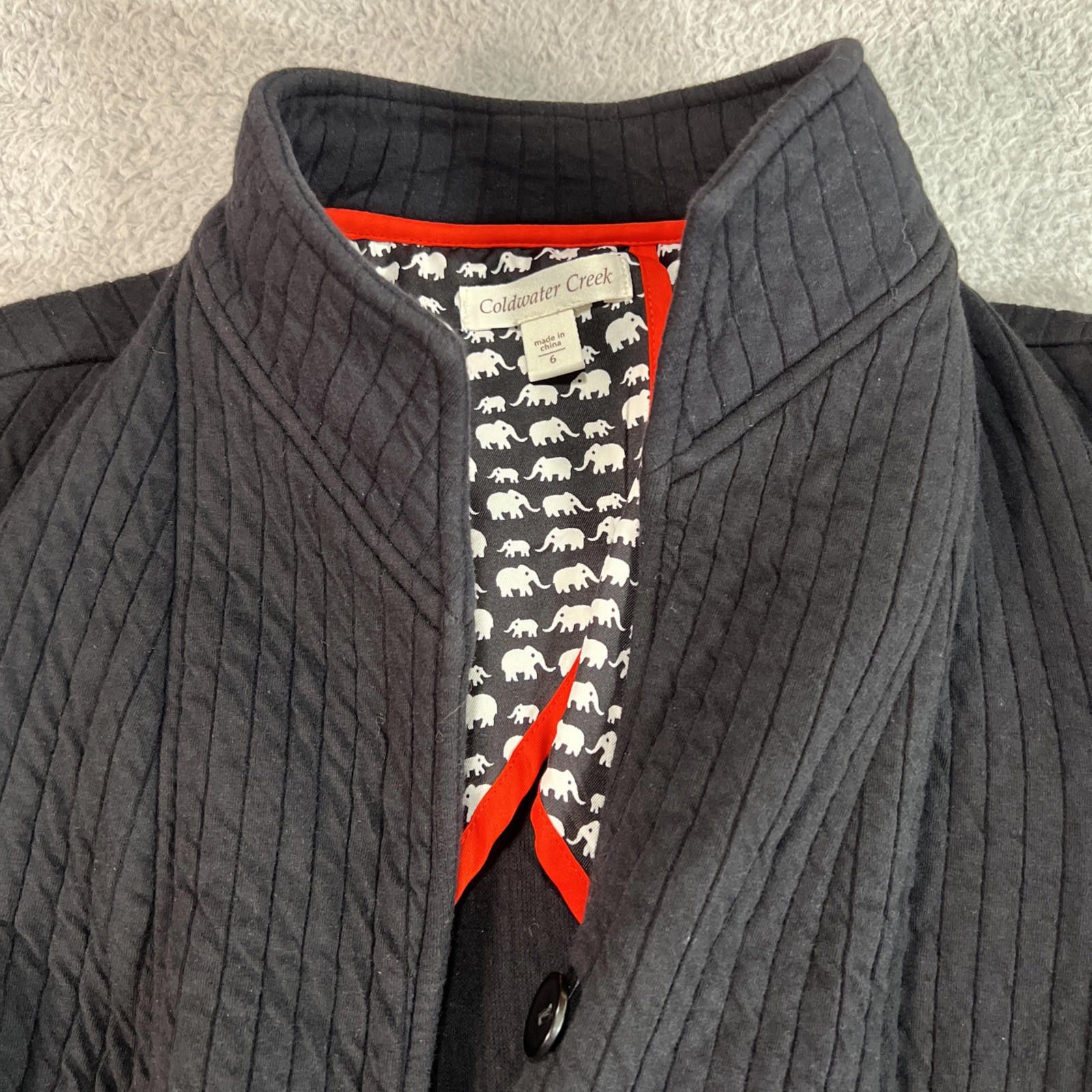Coldwater Creek Women sz 6 Black Casual Jacket Elephant Lining Minimal Size M / US 6-8 / IT 42-44 - 2 Thumbnail