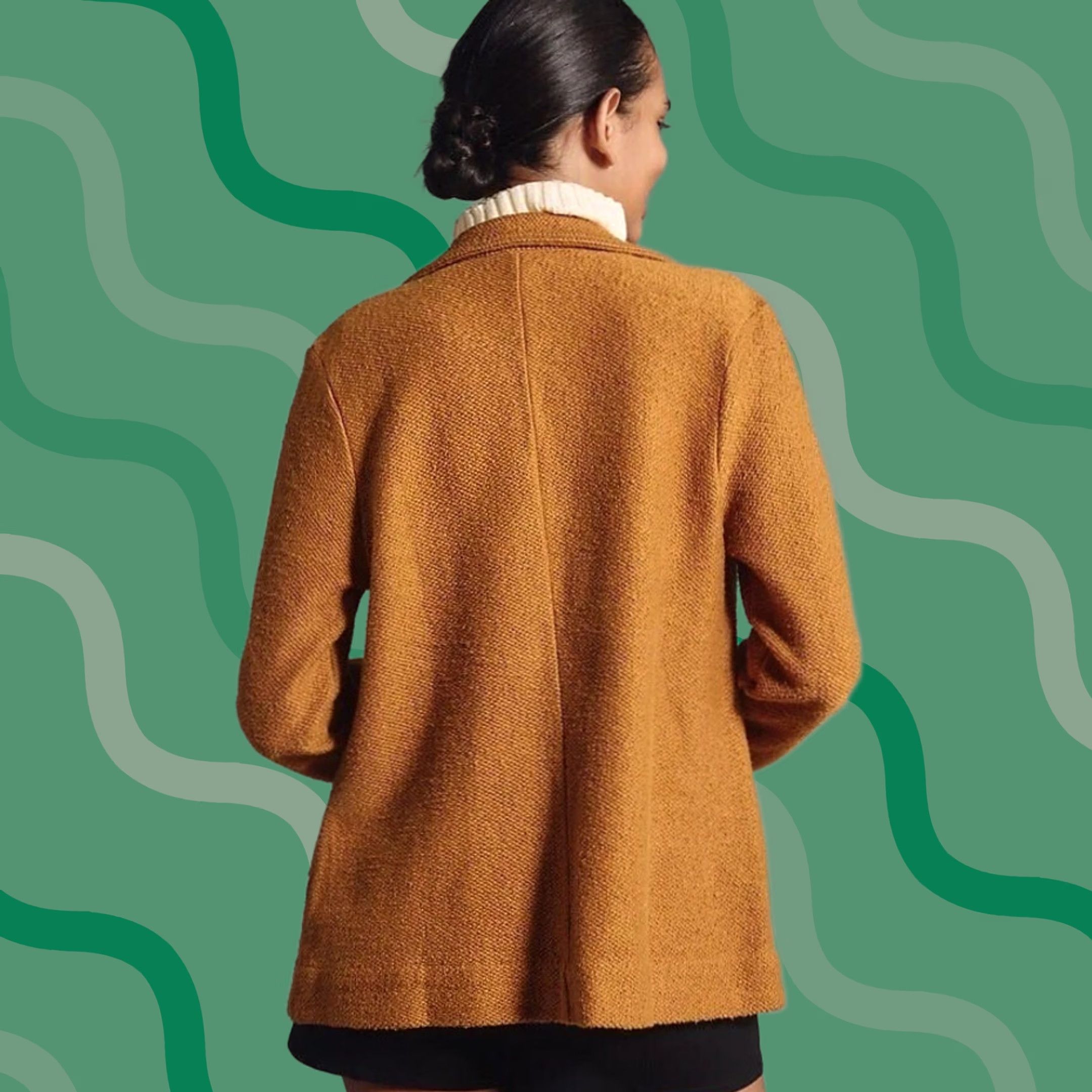 Vintage Maeve Knit Jacket Blazer Button Long Sleeve Mustard Yellow Womens M Casual Boho Solid Quilted Open Pockets Oversized Cotton Knit Size M / US 6-8 / IT 42-44 - 1 Thumbnail