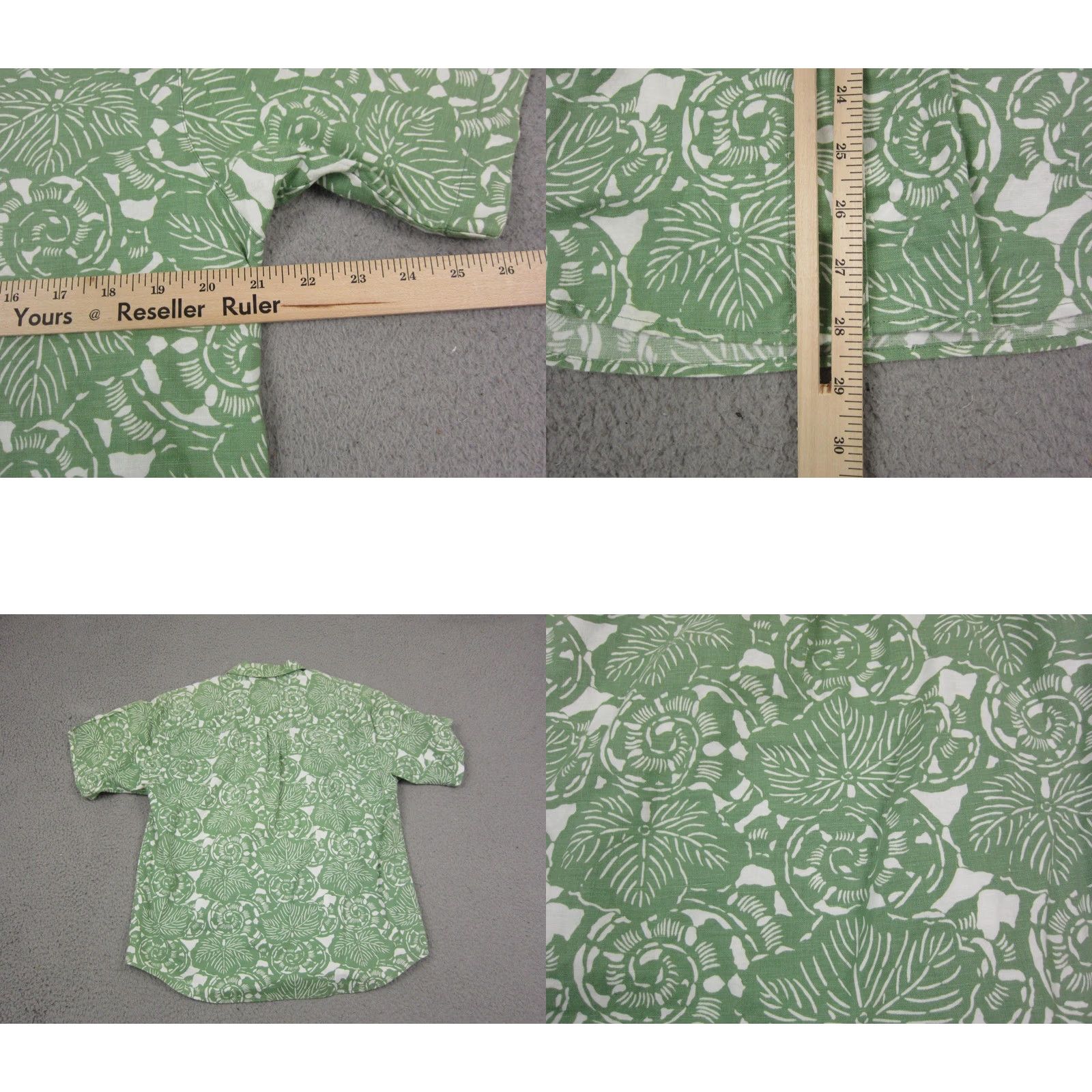 Dockers VINTAGE Dockers Shirt Mens M Green White Floral Leaf Linen Cotton 90s Button-Up Collared Short Sleeve Size US M / EU 48-50 / 2 - 8 Thumbnail