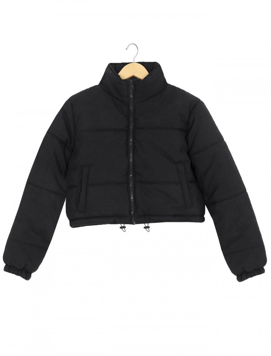 Other Women’s Black Cropped Puffer Jacket - Warm Winter Coat Size M / US 6-8 / IT 42-44 - 1 Thumbnail