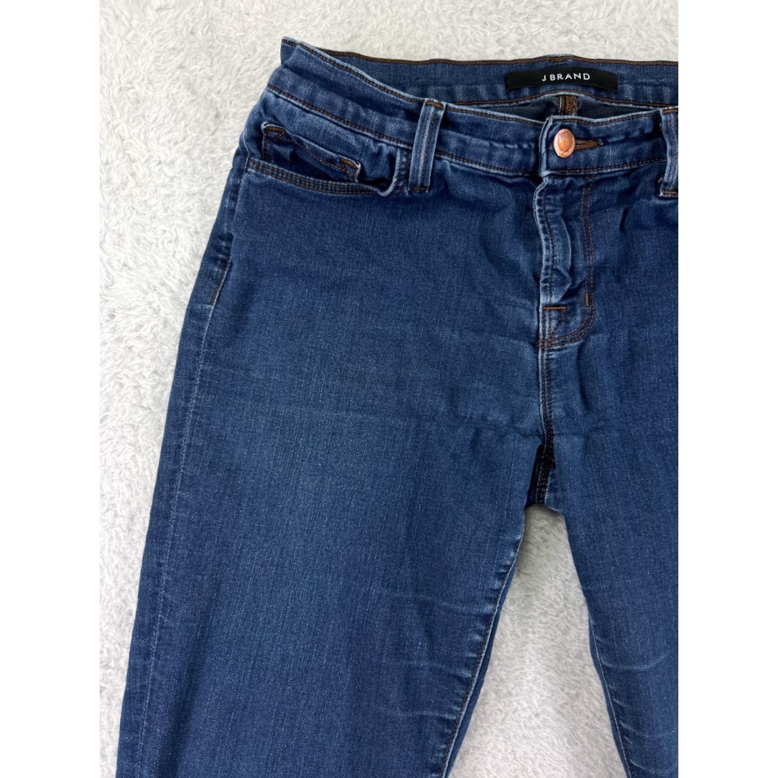 J Brand J Brand Jeans Women's Blue Indigo Dye Denim Dark Wash Skinny Straight Leg 29" Regular Fit 5-Pocket Menus? Size 29" - 6 Thumbnail