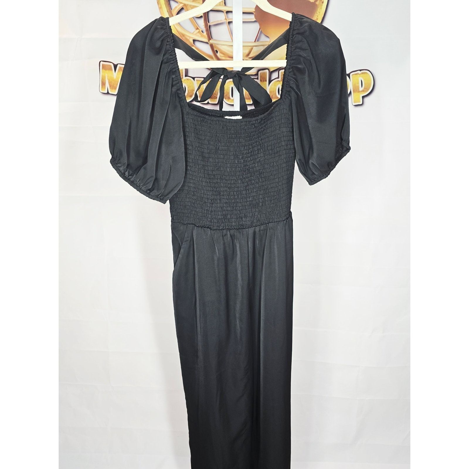 Other Welove Fashion Black Puff Sleeve Smocked Romper Jumpsuit L Size 34" / US 12 / IT 48 - 1 Thumbnail