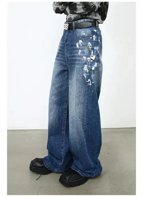 Jean Men's American high street ink-splashed jeans Size US 32 / EU 48 - 5 Thumbnail
