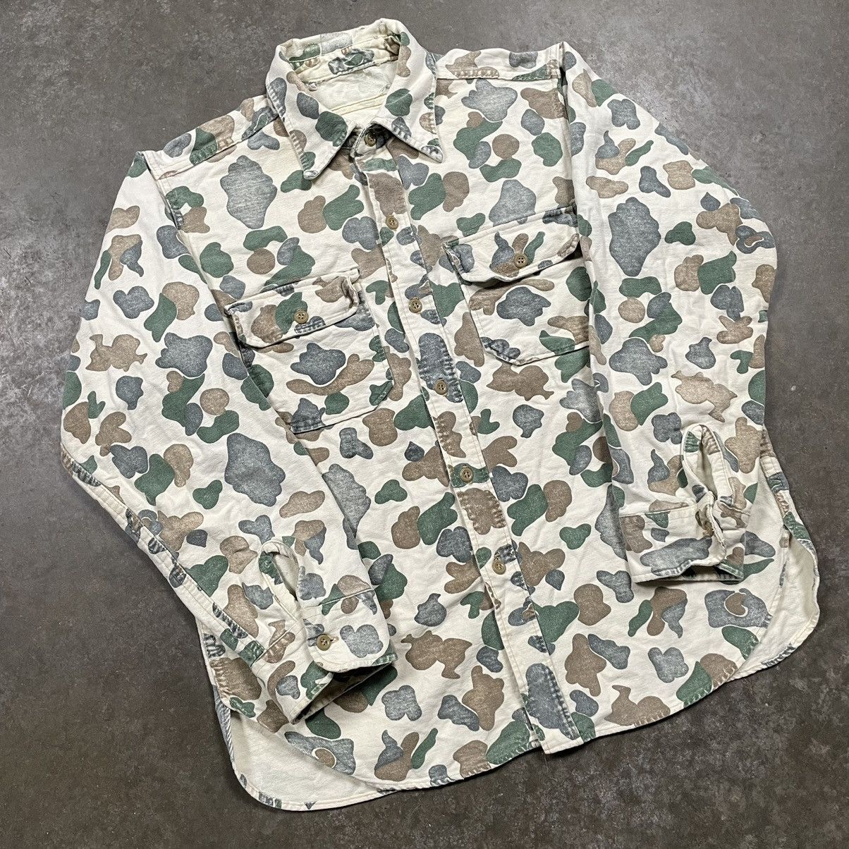 Vintage True Vintage Military Frogskin Duck Camo Button Up 60s 70s Size US L / EU 52-54 / 3 - 2 Thumbnail