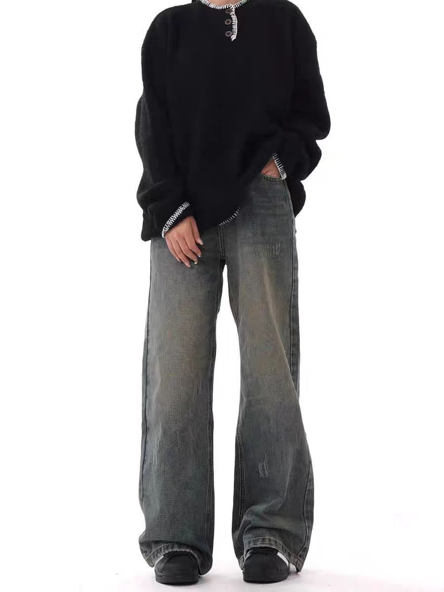 Japanese Brand × Jean Vintage washed casual straight-leg distressed baggy jeans Size US 34 / EU 50 - 5 Thumbnail