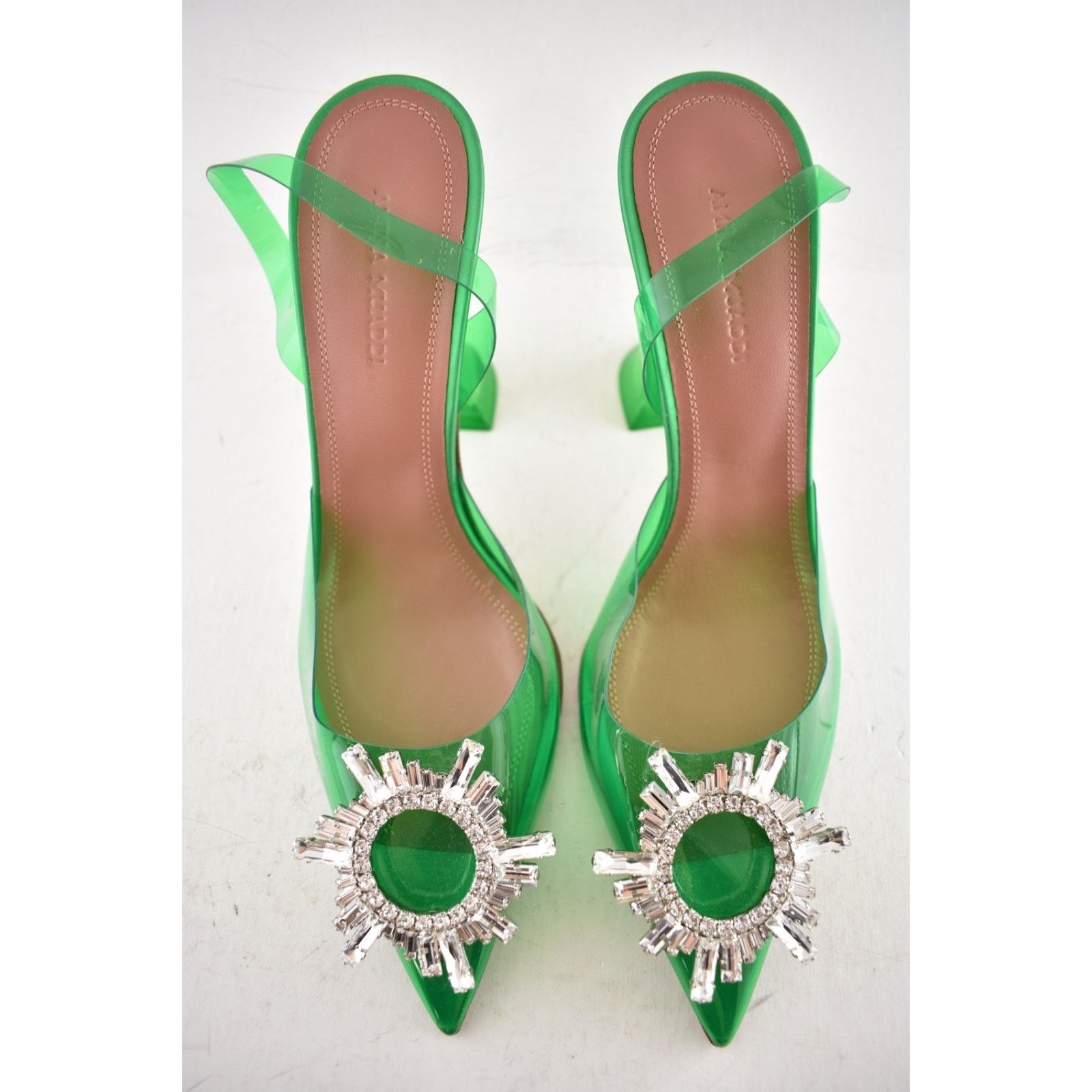 Amina Muaddi Amina Muaddi 95 Begum Glass PVC Green Clear Sling Size US 6.5 / IT 36.5 - 10 Thumbnail