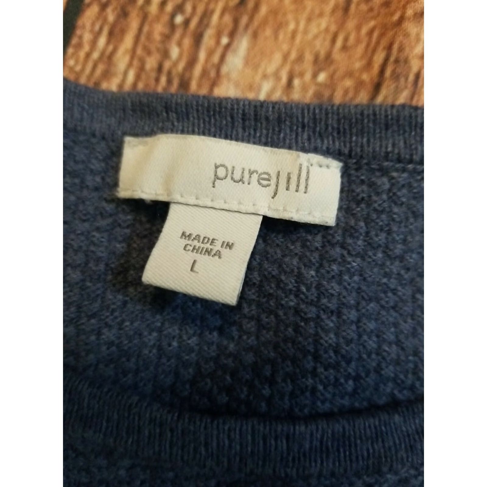J. Jill J. Jill Tunic Top Blouse Long Sleeve Knit Cotton Blend Waffle Pockets Stretch Casual Athleisure Blue Size L Women's Size L / US 10 / IT 46 - 2 Thumbnail