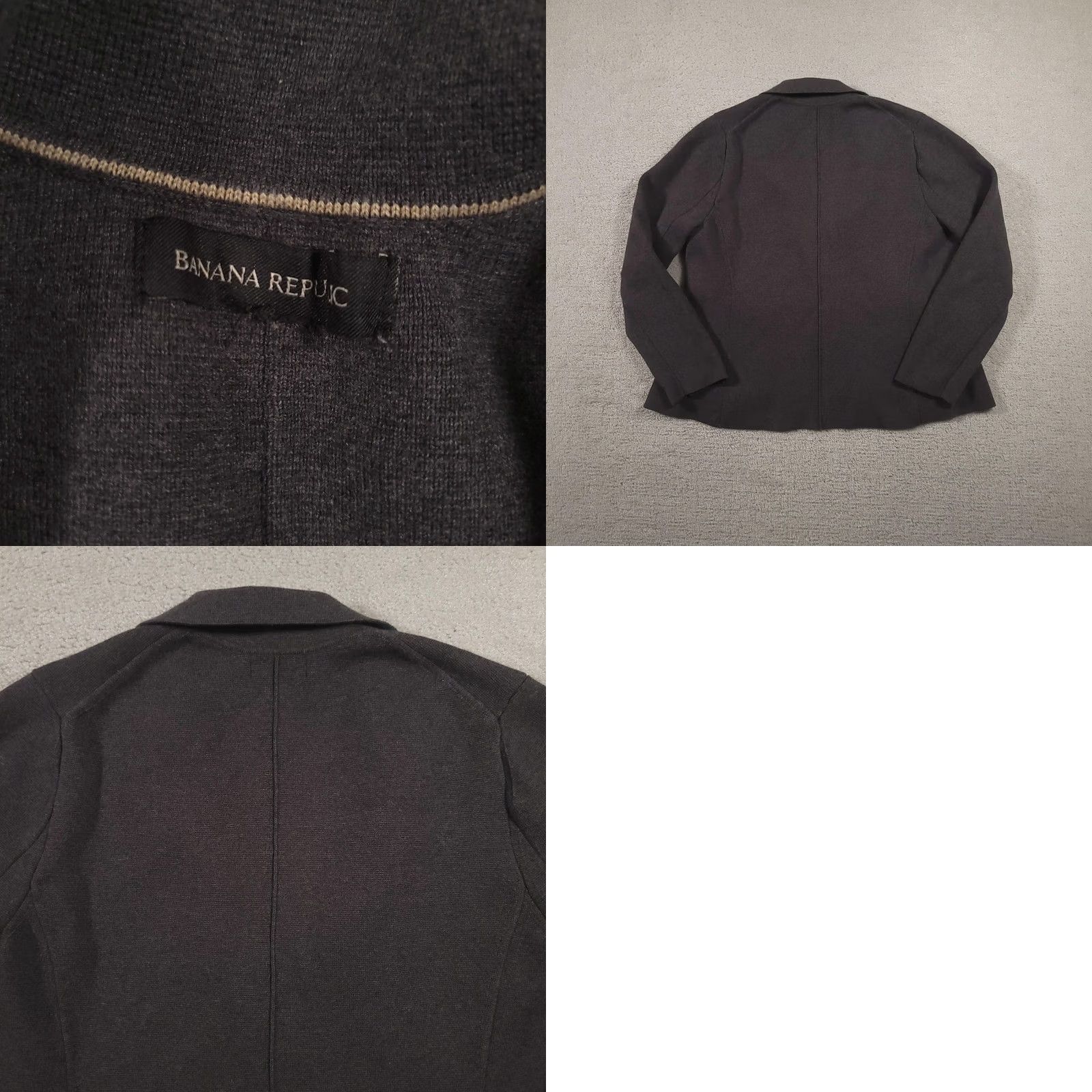 Banana Republic VINTAGE Banana Republic Blazer Jacket Womens L Charcoal Knit Two Button Pockets Size L / US 10 / IT 46 - 8 Thumbnail