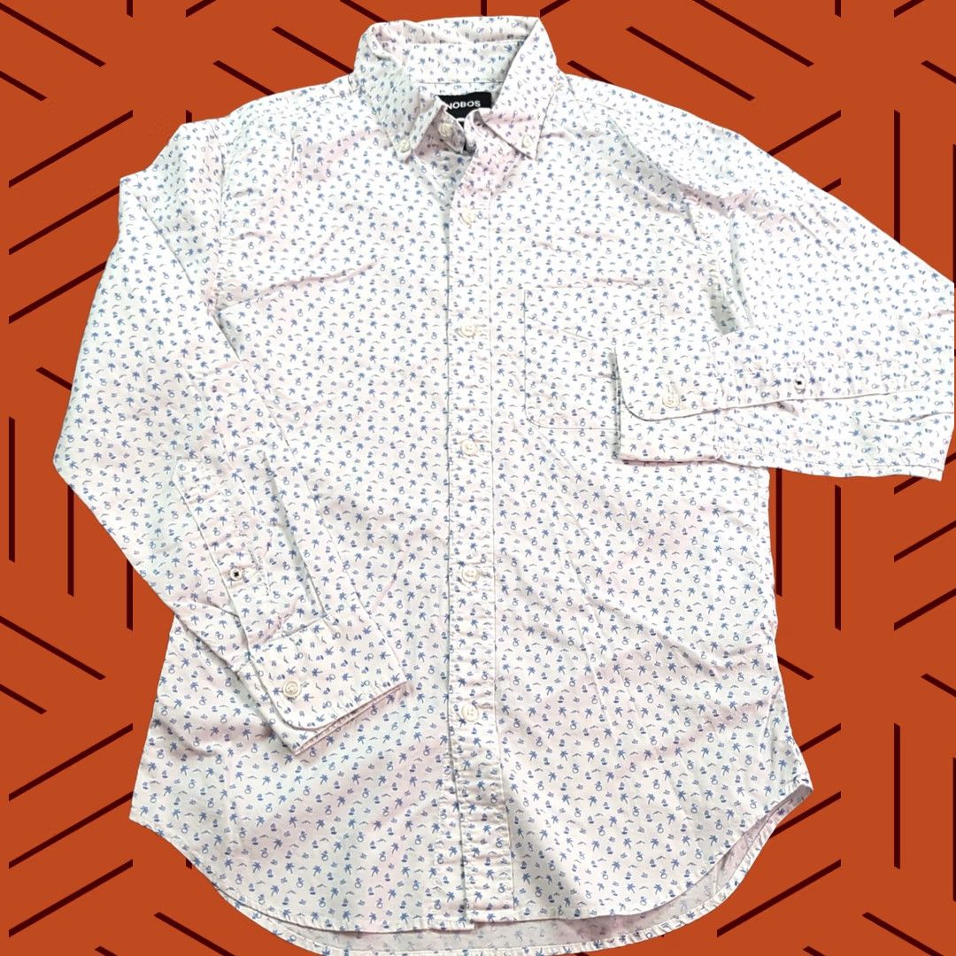 Bonobos Shirt Men Xs White Blue Tropical Novelty Aop Short Slim in Silver, Men's