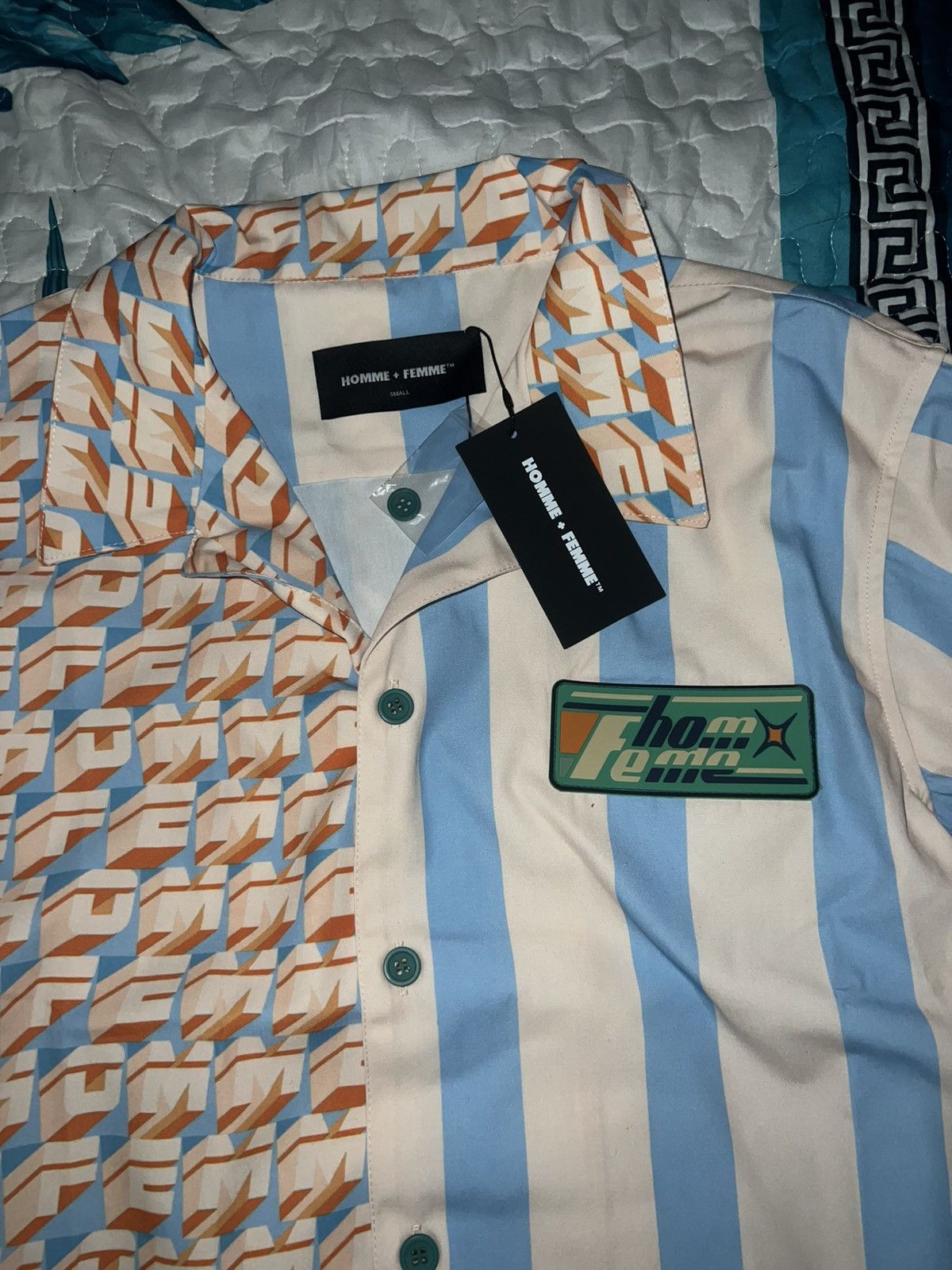 Homme + Femme Button Down Shirt - Hologram Striped