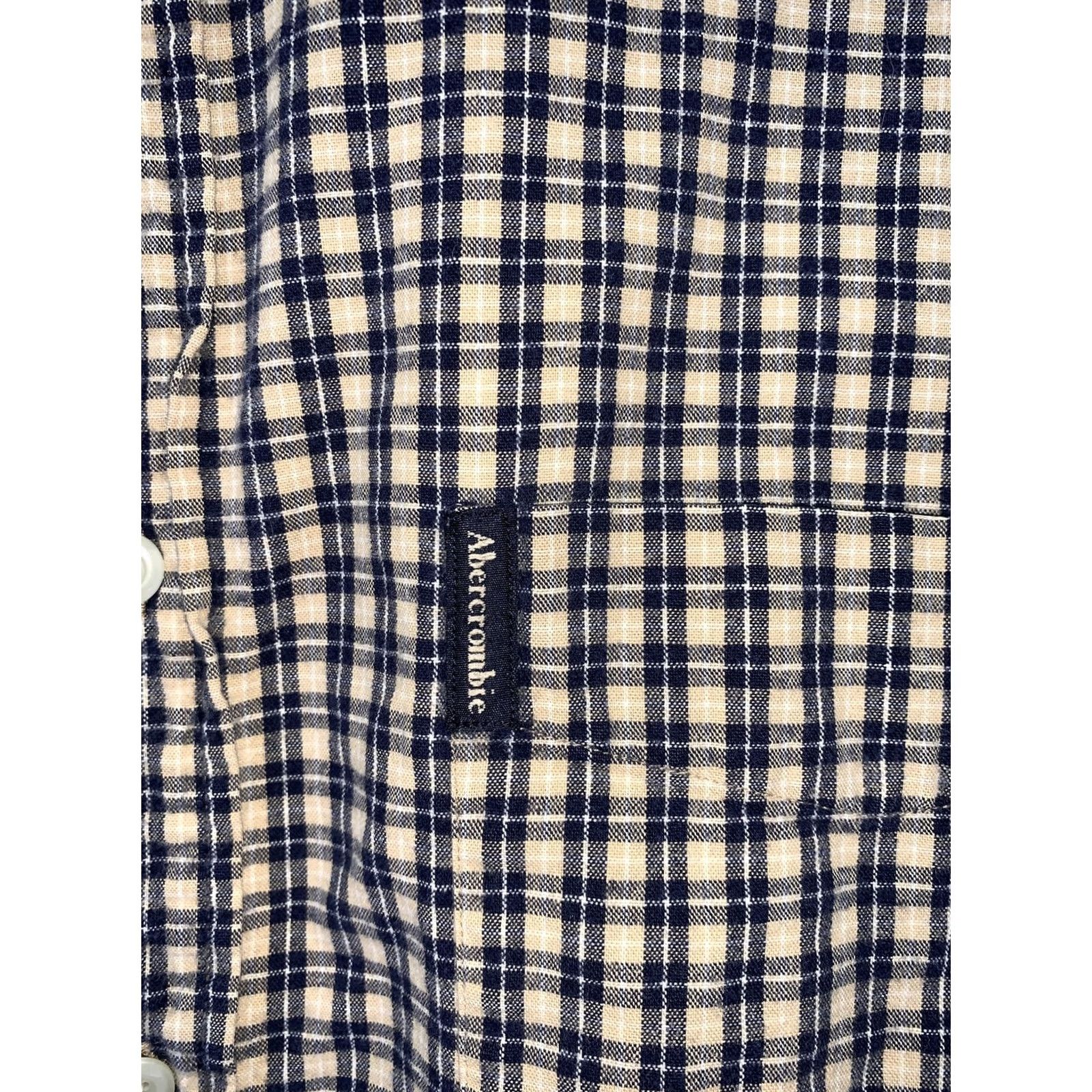 Abercrombie & Fitch Abercrombie & Fitch Vintage Mens Navy Gold Plaid Check Button Down Shirt XL- Shirt Men XL Plaid 90s Vintage Button-Down Collared Casual Workwear Size US XL / EU 56 / 4 - 2 Thumbnail