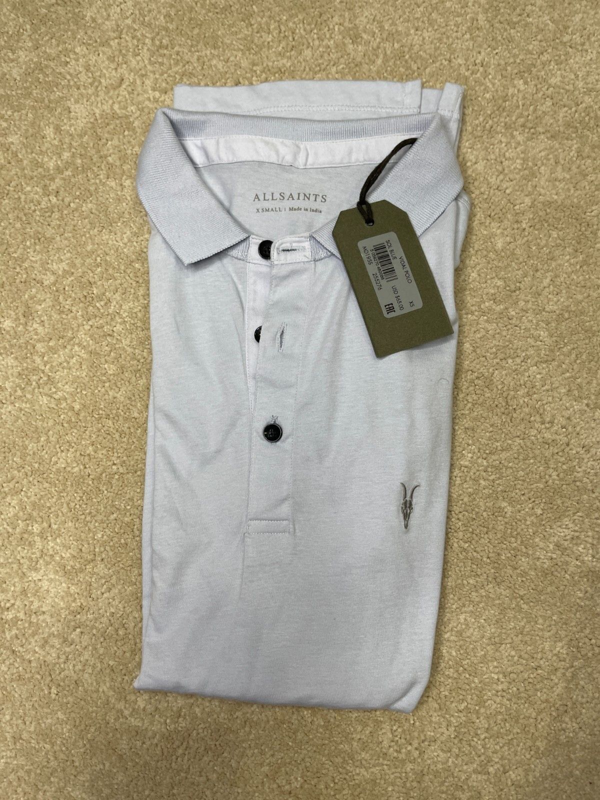 Allsaints All Saints Vidal Mens Polo Shirt Dull Blue Size XS Nwt Size US XS / EU 42 / 0 - 1 Thumbnail