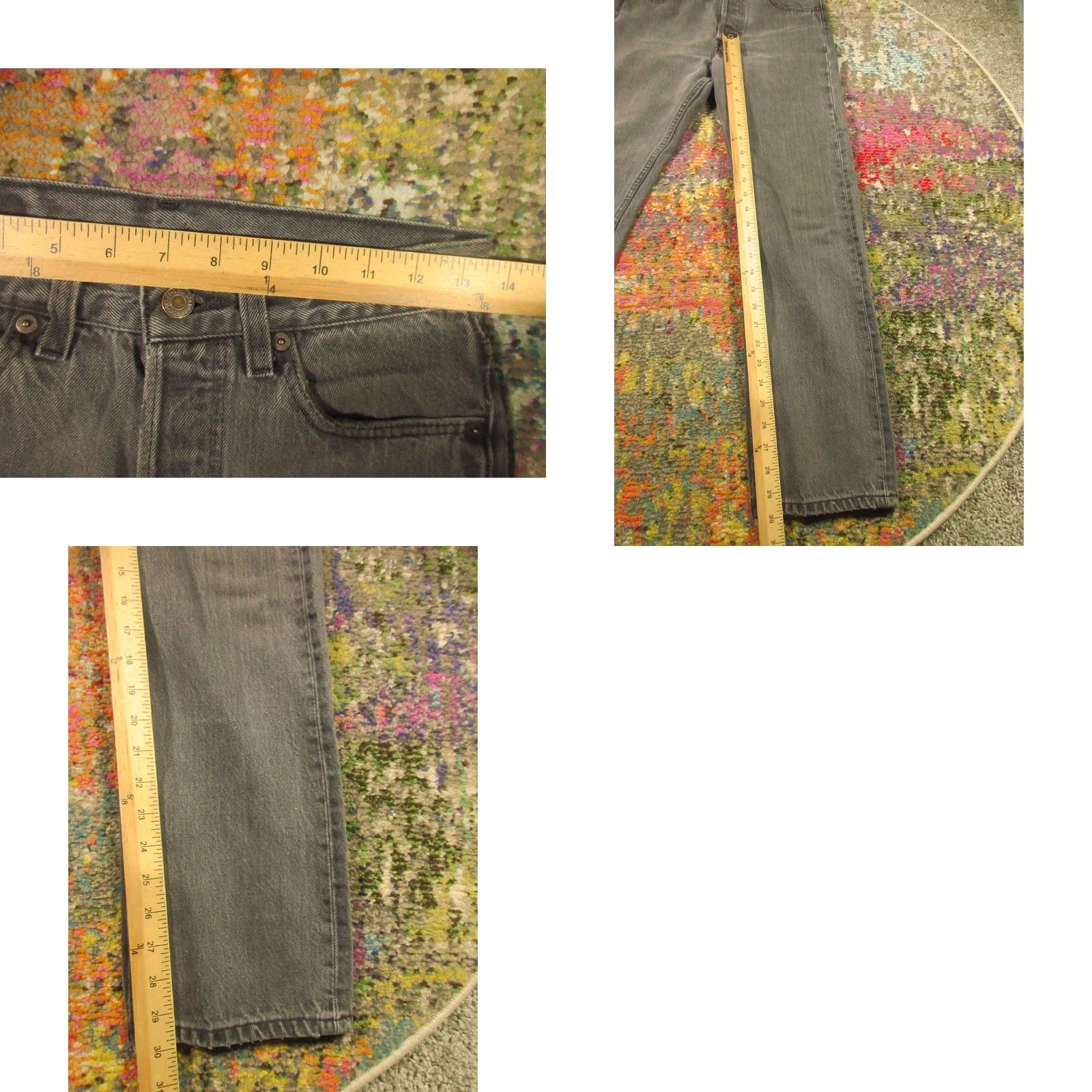 Levi's VINTAGE Levi's 501 Jeans 27x30 Gray Denim Button Fly Mid 5-Pocket USA 80s 90s Straight Mens 90s Classic American Adapted Size US 27 - 8 Thumbnail