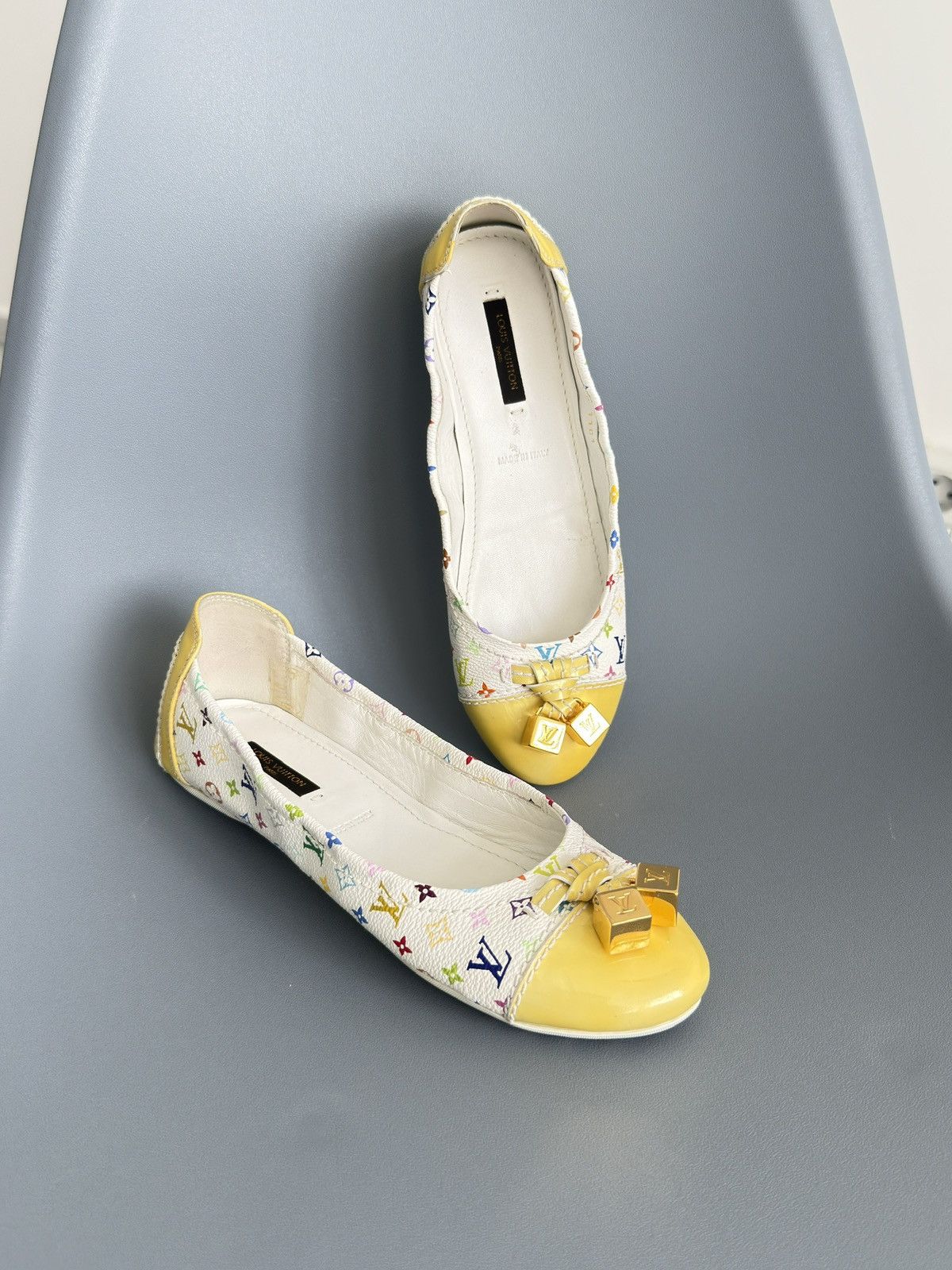 Louis Vuitton × Takashi Murakami LOUIS VUITTON White Monogram Multicolor Ballet Flats Ledies Size US 7 / IT 37 - 4 Thumbnail