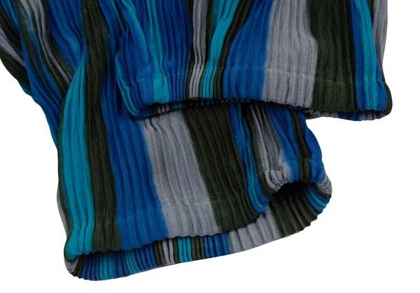 Issey Miyake Pleated Stripe Half Pants in Teal Gray Size US 38 / EU 54 - 7 Thumbnail