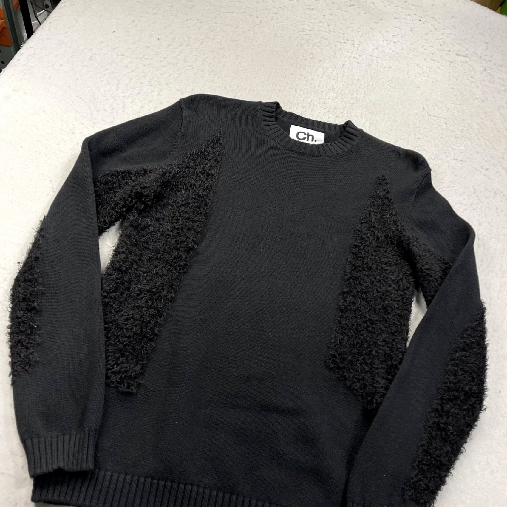 Vintage Ch Sweater Mens Large Black Textured Panel Crewneck Pullover Knit Boucle Size US L / EU 52-54 / 3 - 3 Thumbnail
