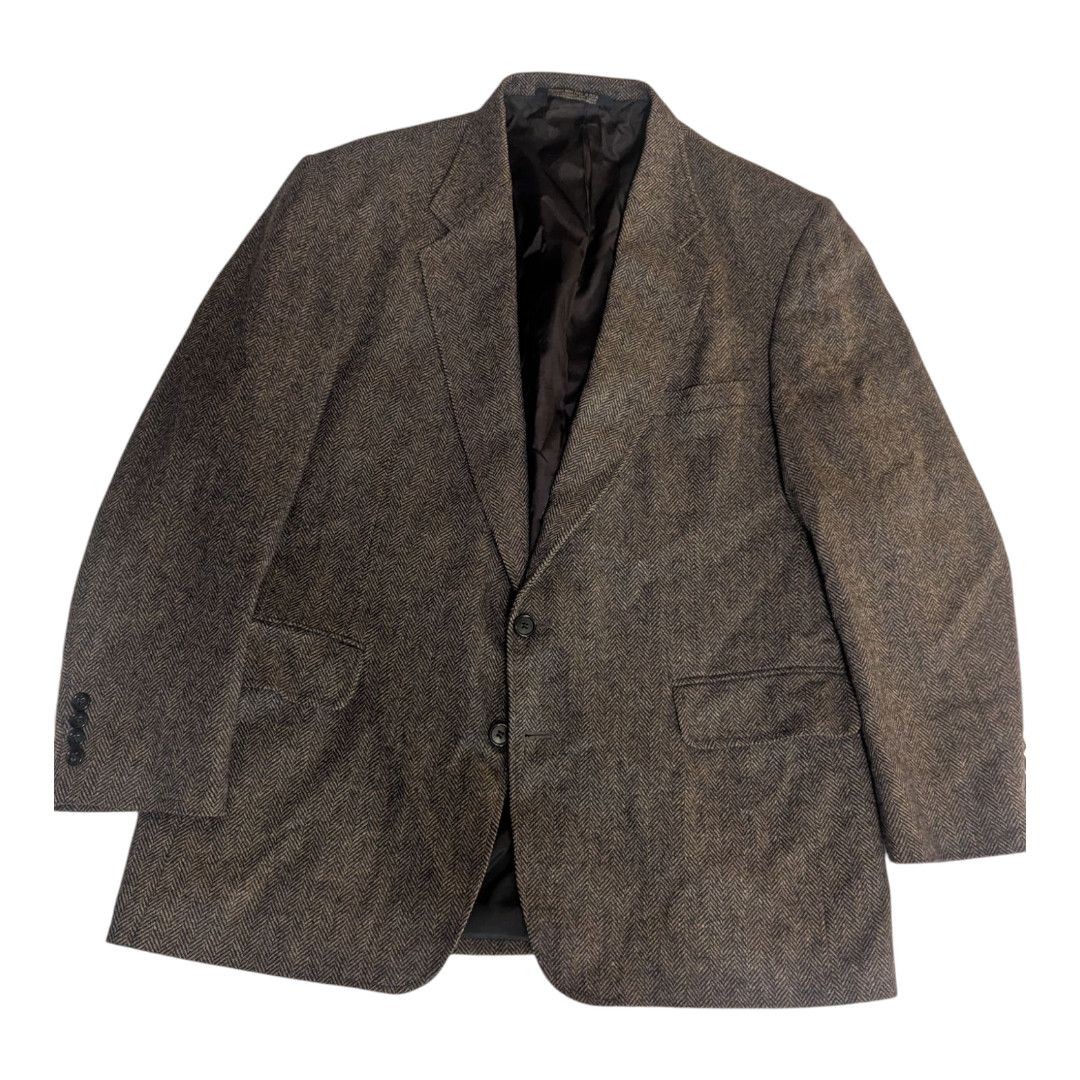 Lands' End Land End Tweed Lambswool Herringbone Blazer 48 Reg 2 button Size 48R - 1 Thumbnail