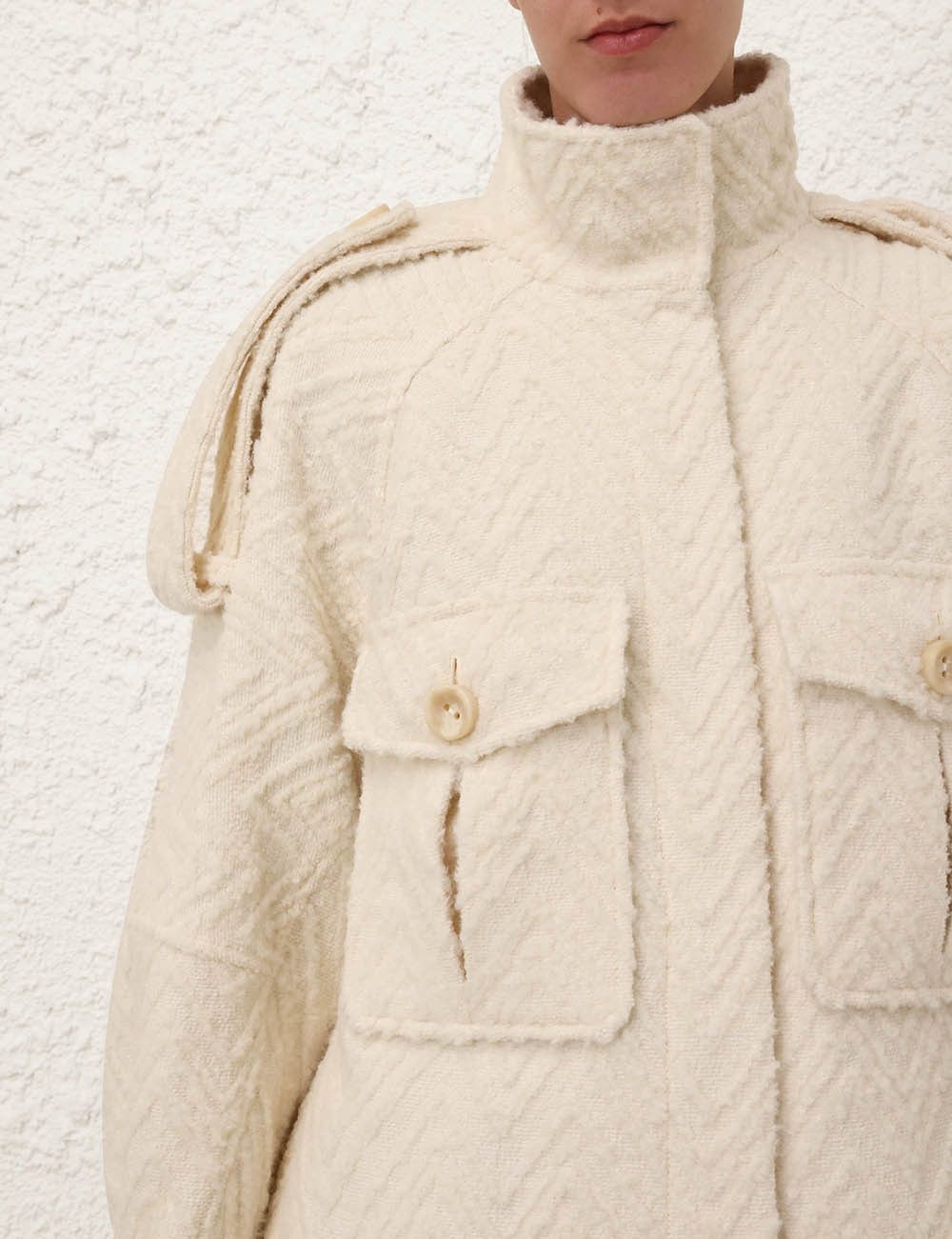 Zimmermann oc11z0825 Illustration Chevron Coat in Cream Size XS / US 0-2 / IT 36-38 - 5 Thumbnail
