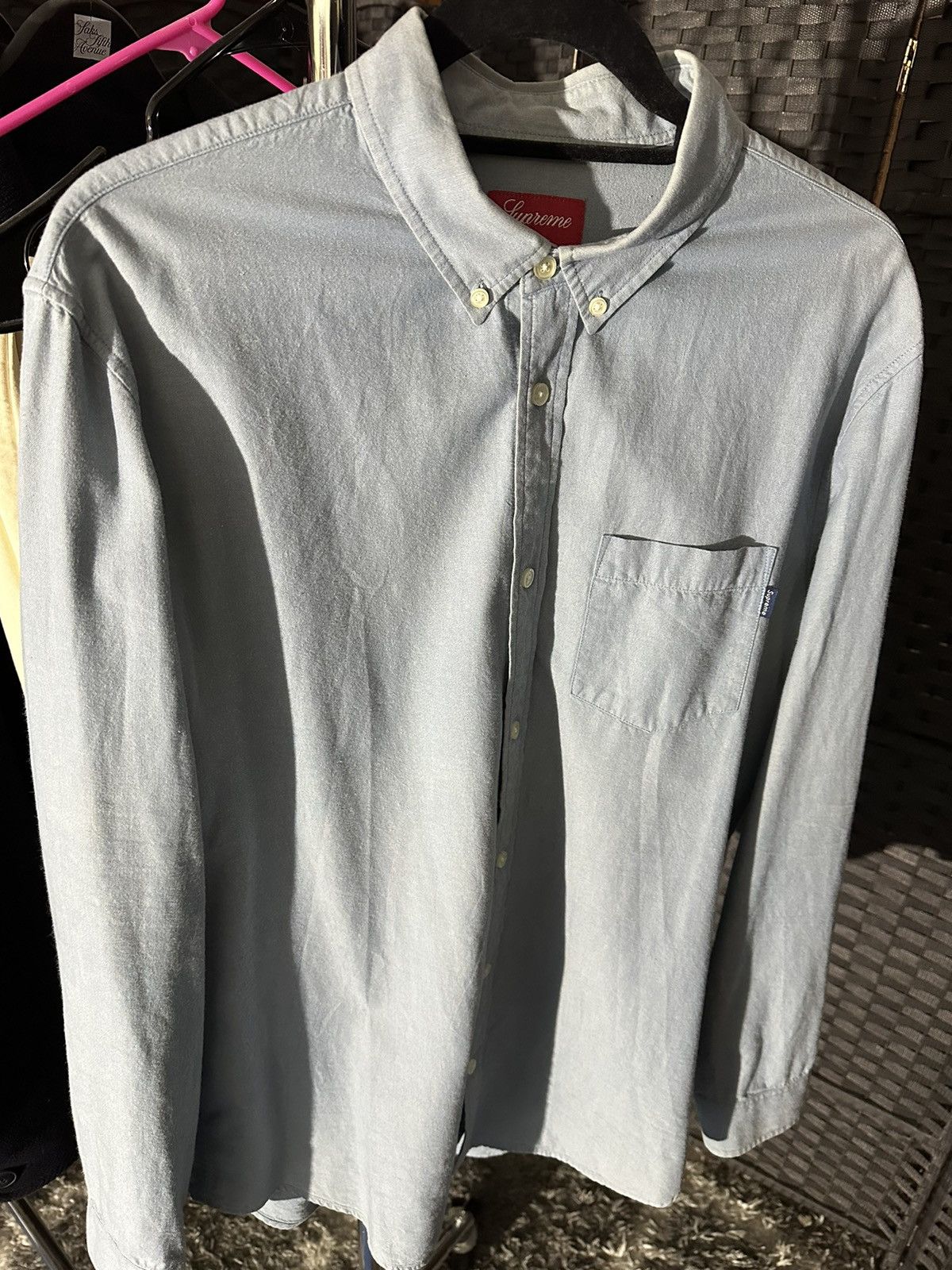 image of Supreme Baby Blue Denim Button Up Xl, Men's