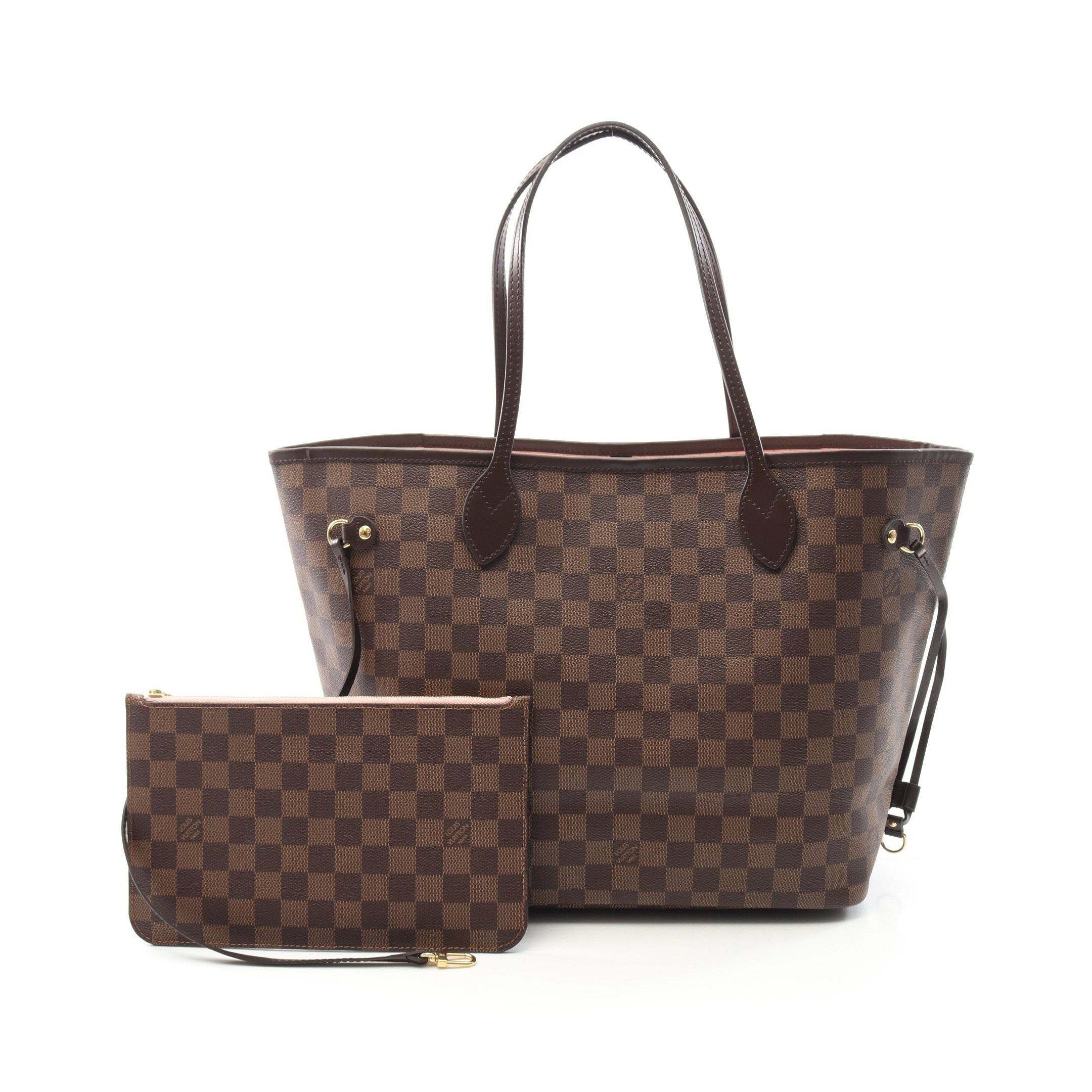 Louis Vuitton Louis Vuitton Neverfull Mm Damier Ebene Rose Ballerine Shoulder Bag Tote Leather Brown Size ONE SIZE - 1 Thumbnail