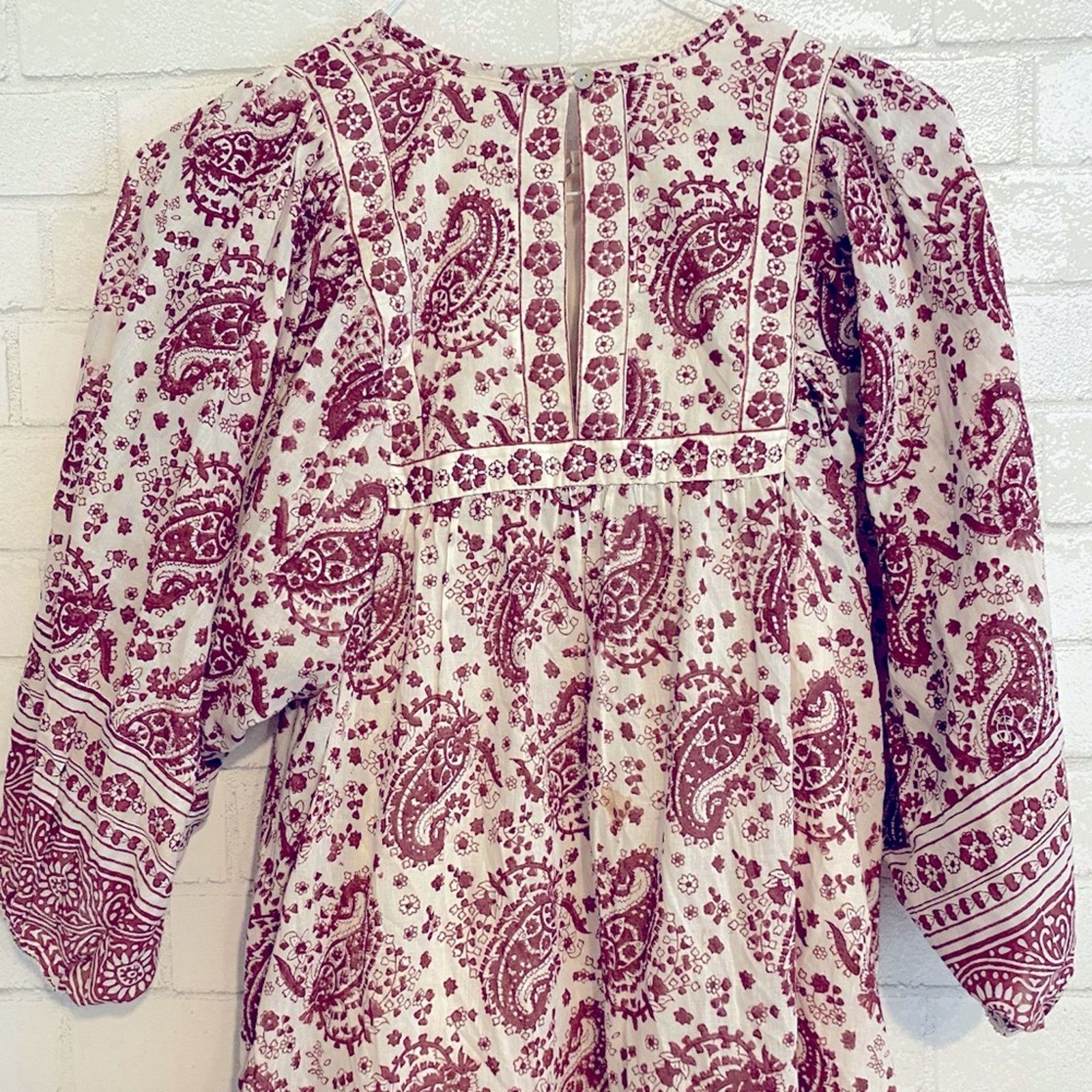 Cleobella EUC Cleobella $198 Mini Dress Burgundy Block Print sz SM Size S / US 4 / IT 40 - 11 Thumbnail
