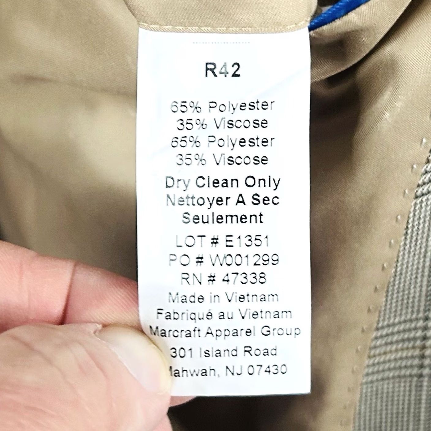 Tommy Hilfiger Tommy Hilfiger Sport Coat Beige Glen Plaid Two Button Lined Double Vented 42R Men Jacket Coat Regular Length Size US XS / EU 42 / 0 - 4 Thumbnail