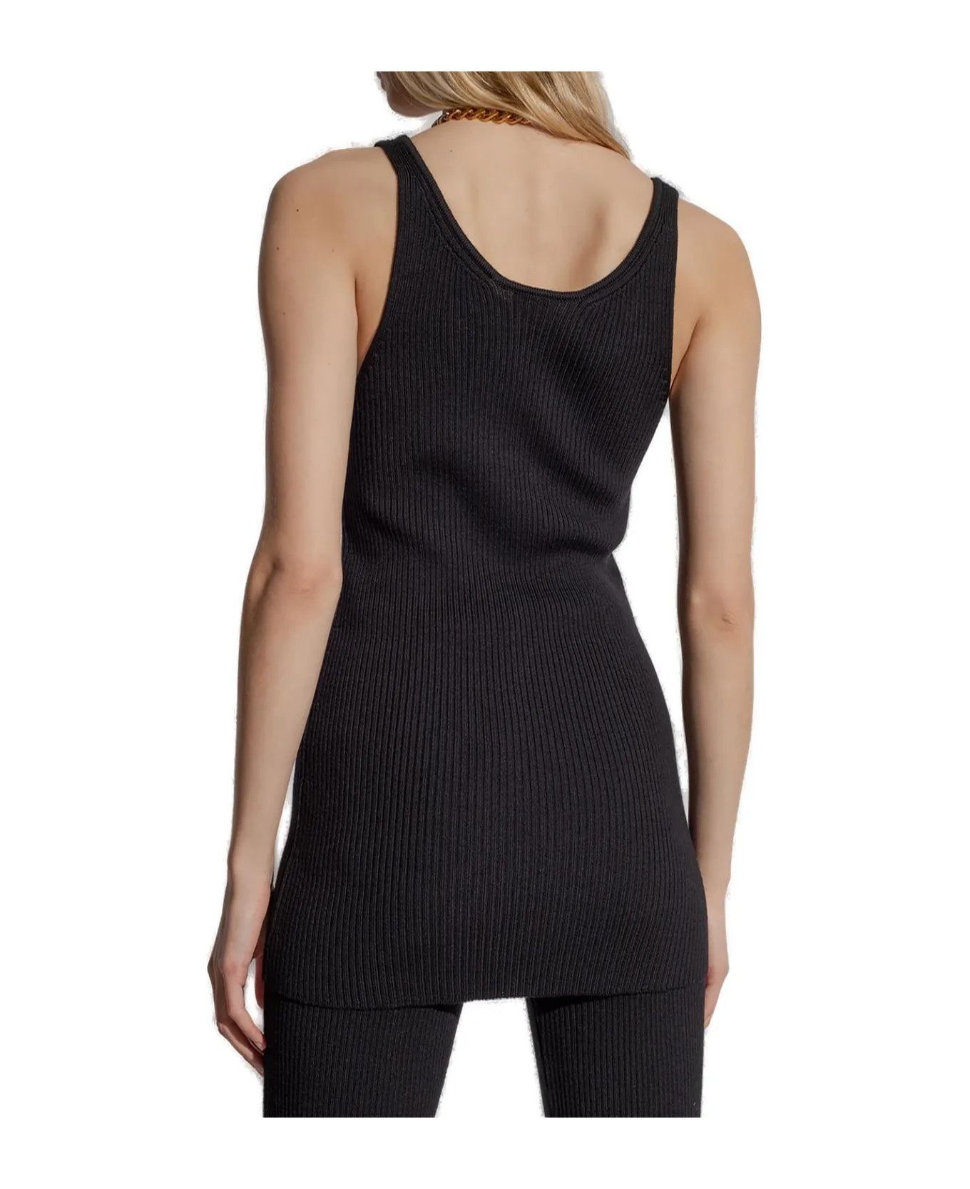 Saint Laurent Paris oc11z1125 Tank Top Dress in Ribbed Wool in Black Size XL / US 12-14 / IT 48-50 - 3 Thumbnail