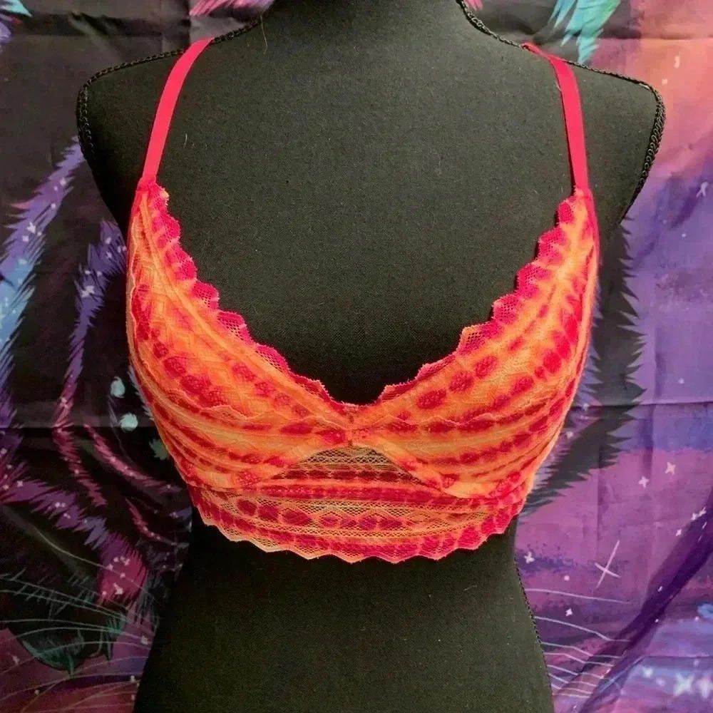 Designer Vibrant Lace Bralette - Red & Orange Size ONE SIZE - 1 Thumbnail
