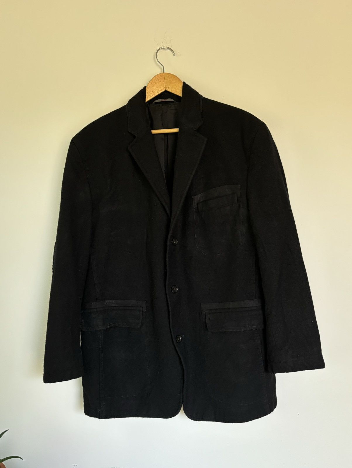 Designer × Other Clinique Black Wool Sports Coat 3 Button Blazer Corduroy 52 Size 44S - 9 Thumbnail