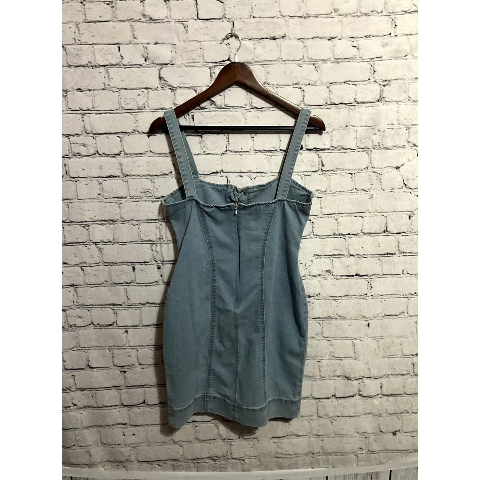 Vintage Jolie & Joy Jeans Light Wash Denim Dress Lace-Up Front Drawstring Size M Womens Denim dress Size 32" / US 10 / IT 46 - 4 Thumbnail