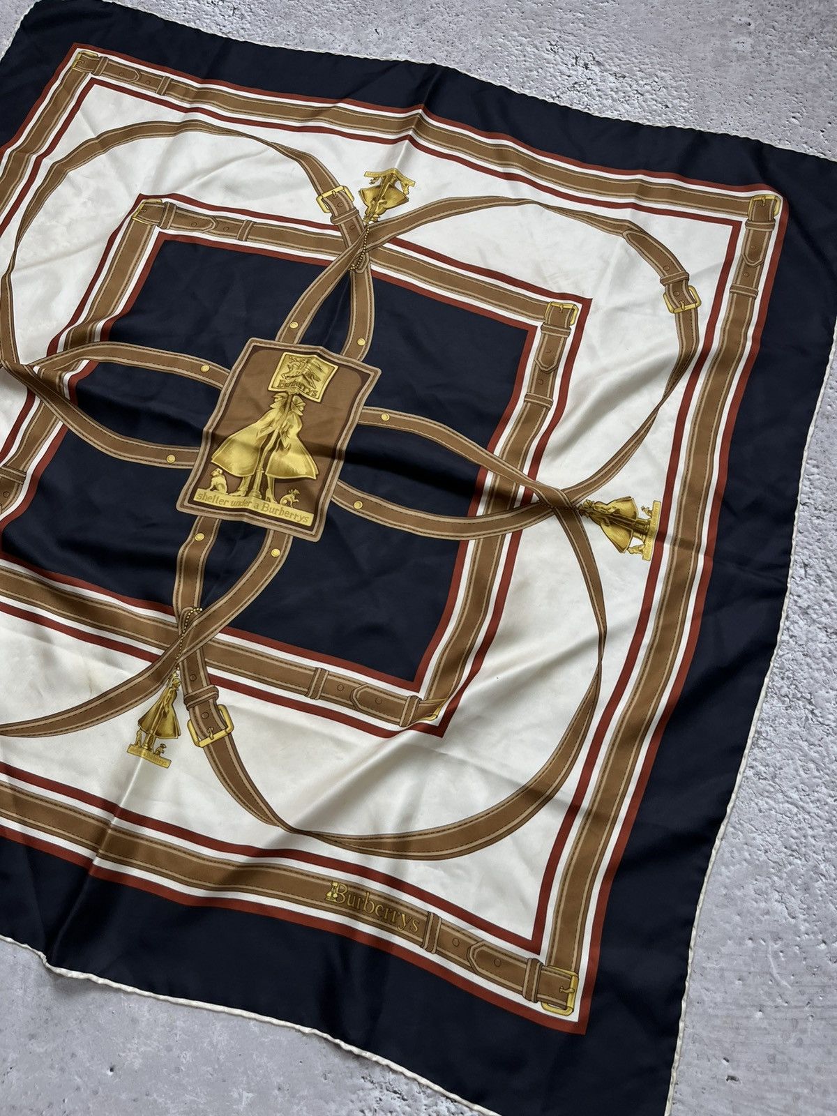 Burberry Vintage Burberry Silk Scarf Equestrian Belt Chain Pattern Size ONE SIZE - 2 Thumbnail