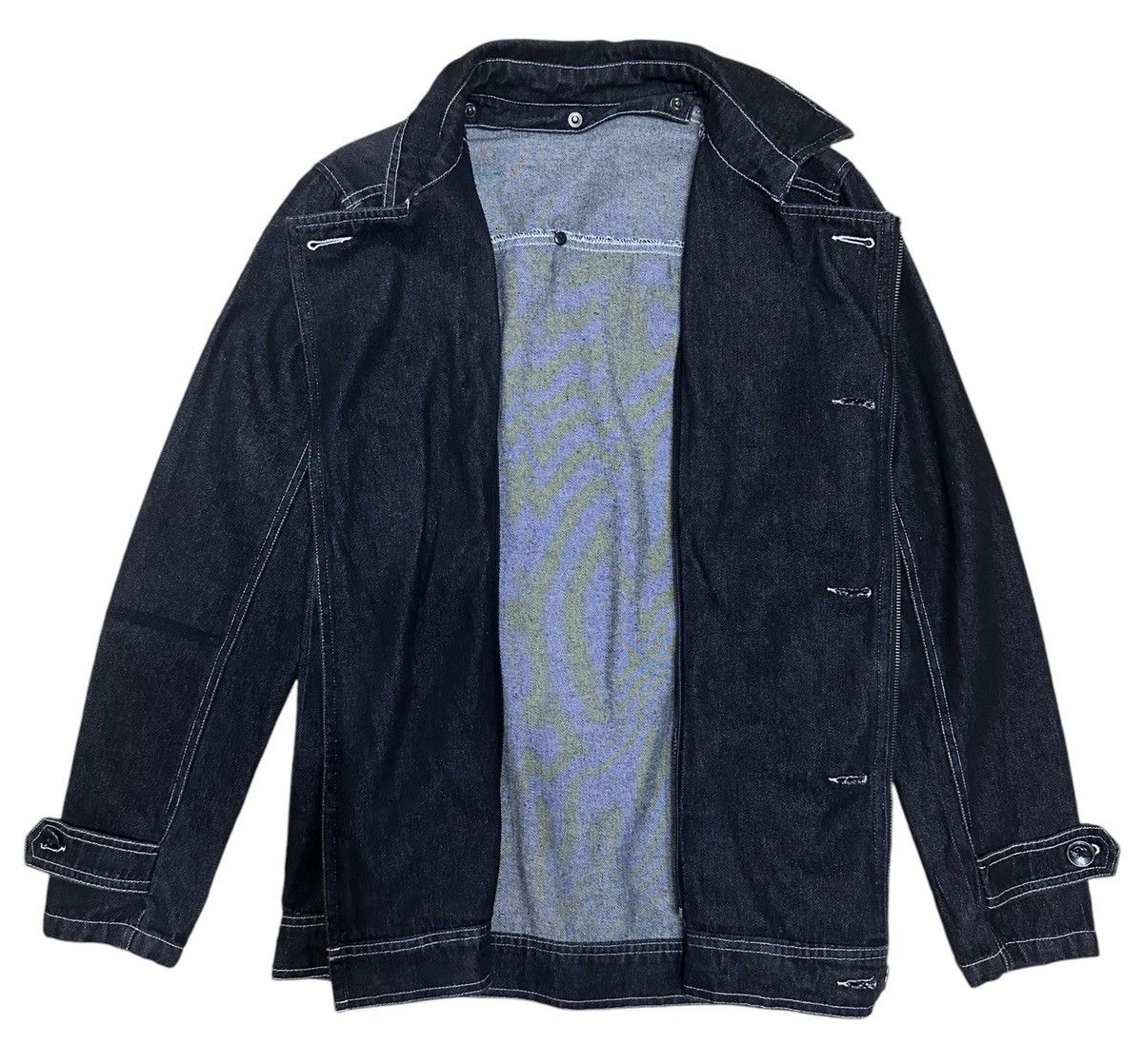 If Six Was Nine × Le Grande Bleu (L.G.B.) × Vintage RARE ‼️ LGB Semantic Design Asymmetrical Denim Jacket Size US S / EU 44-46 / 1 - 4 Thumbnail