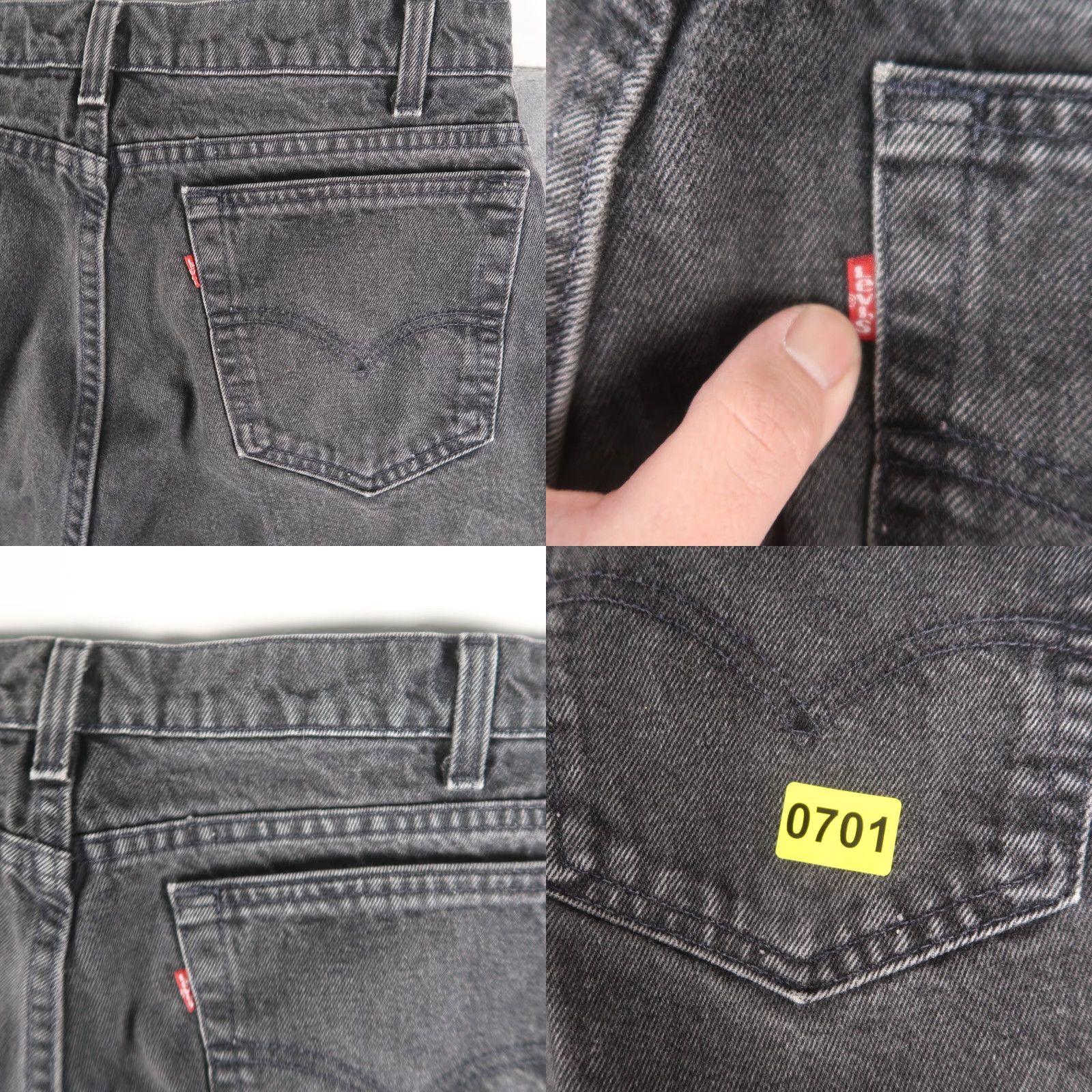 Levi's VINTAGE Levi's 550 Jeans Men 36 Black Denim Relaxed Fit 1990s USA 5-Pocket Design Leather Patch Distressed 36x36, 33.5x35.5 Size US 36 / EU 52 - 9 Thumbnail