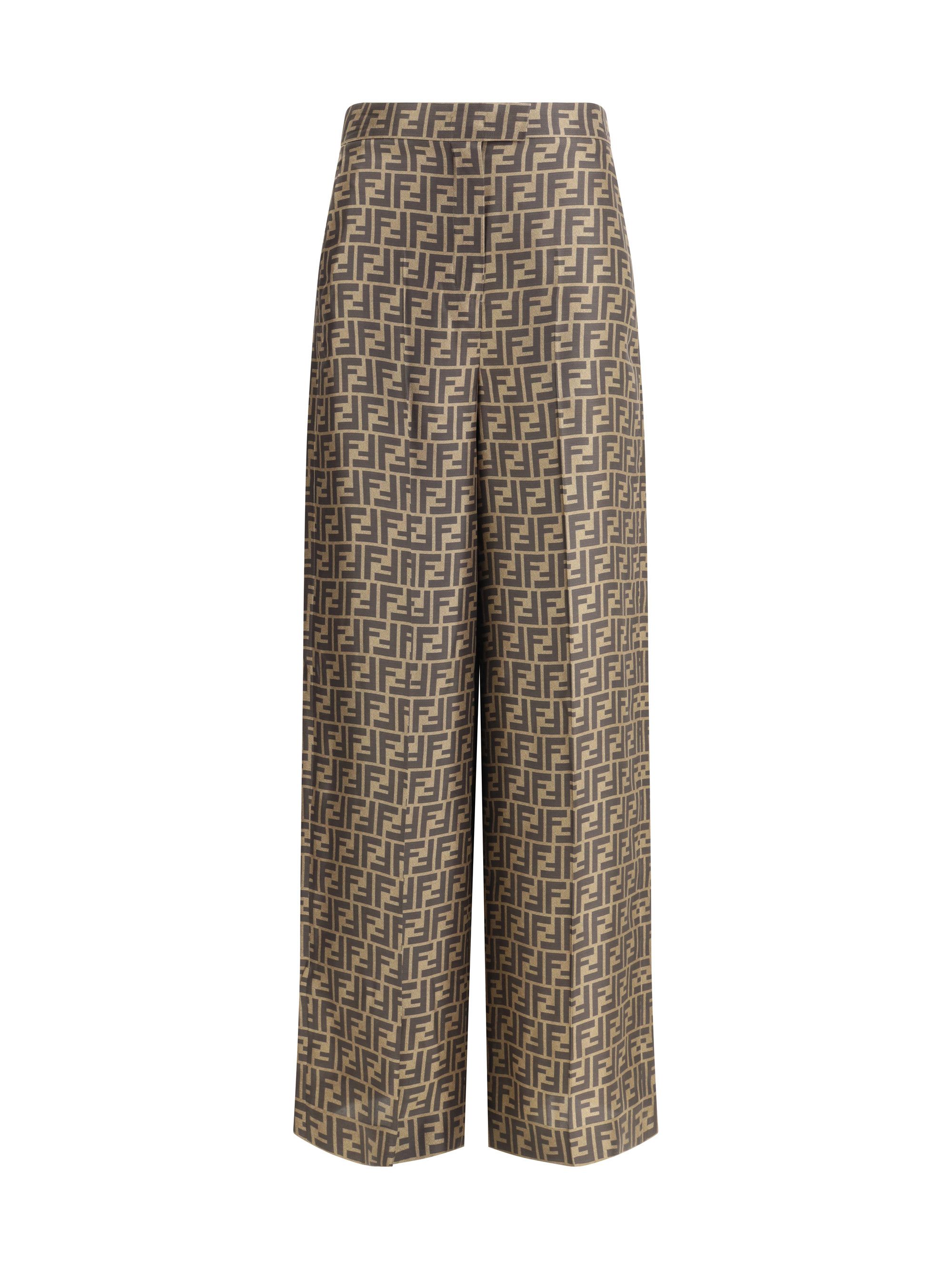 Fendi Fendi Blue Silk Trousers With Patchwork Print | Grailed
