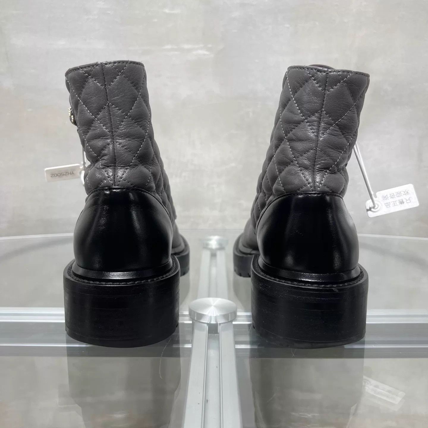 Chanel Chanel Quilted CC Chain Short Boots Elephant Gray 37 Size US 6.5 / IT 36.5 - 6 Thumbnail