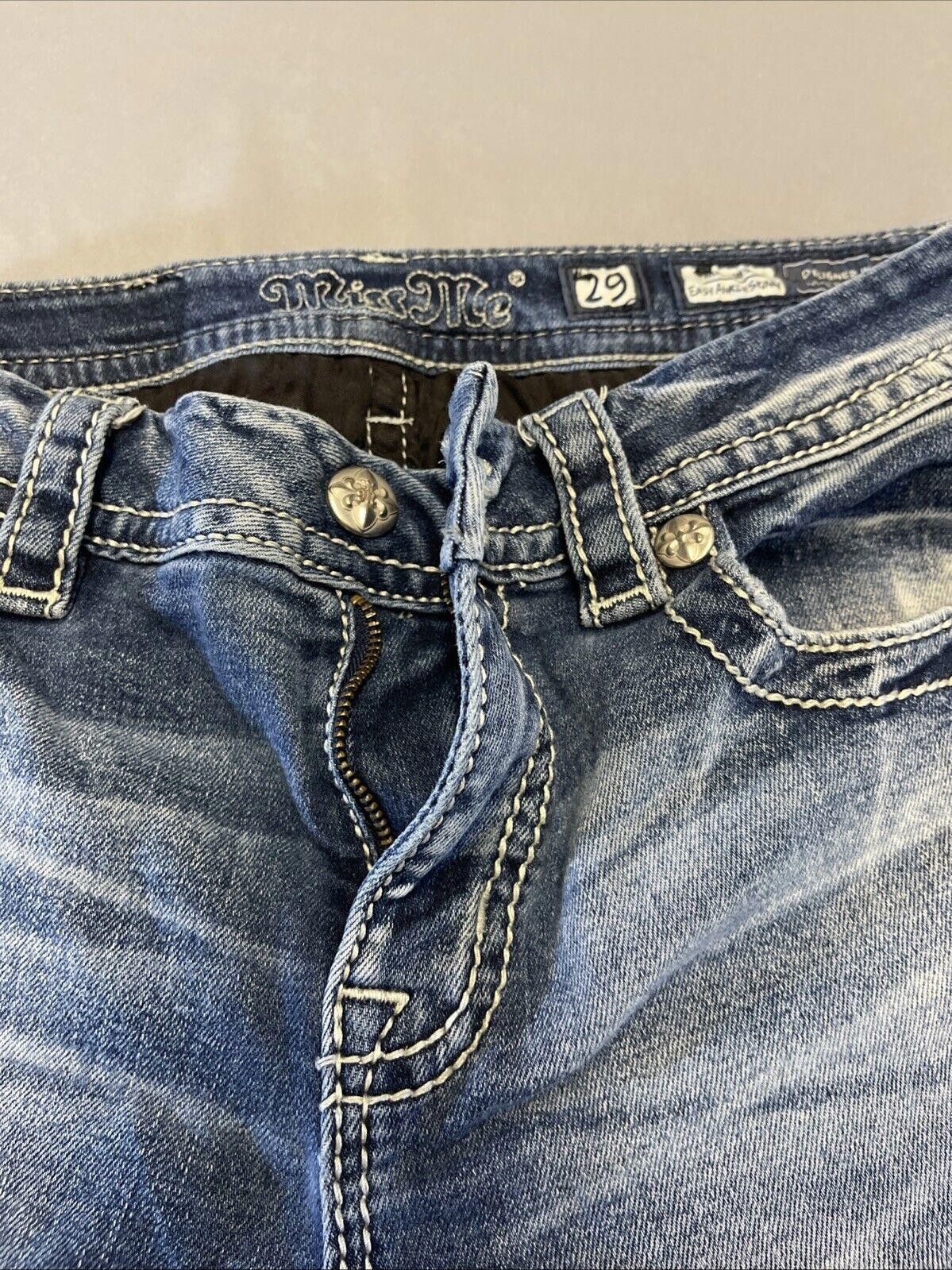 Designer Miss Me Jeans Womens 29 Blue Stretch Blend Denim Capri Size 29" - 8 Thumbnail