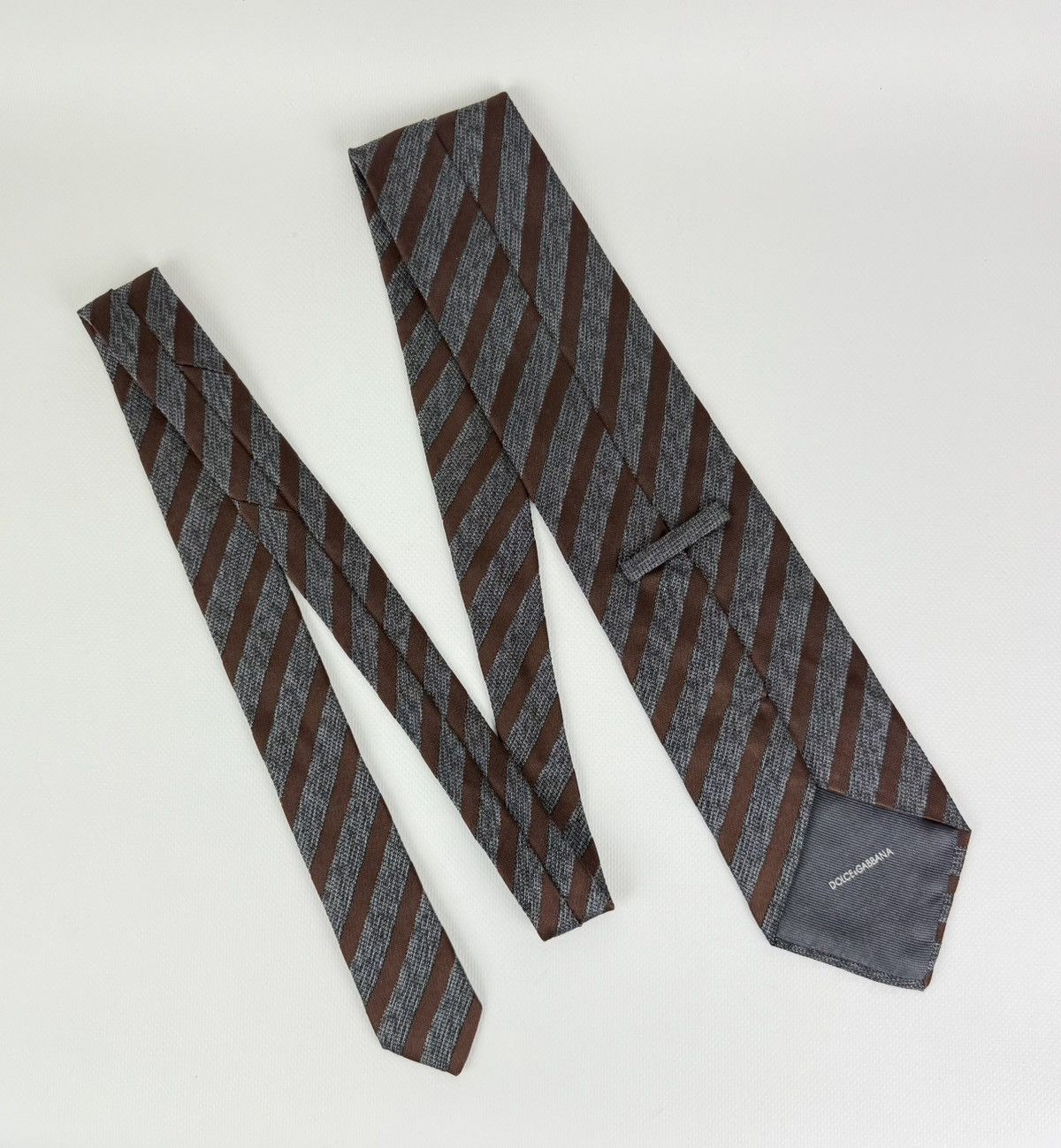 Dolce & Gabbana Dolce & Gabbana 100% silk Tie Gray Brown Necktie for Men Top Size ONE SIZE - 4 Thumbnail