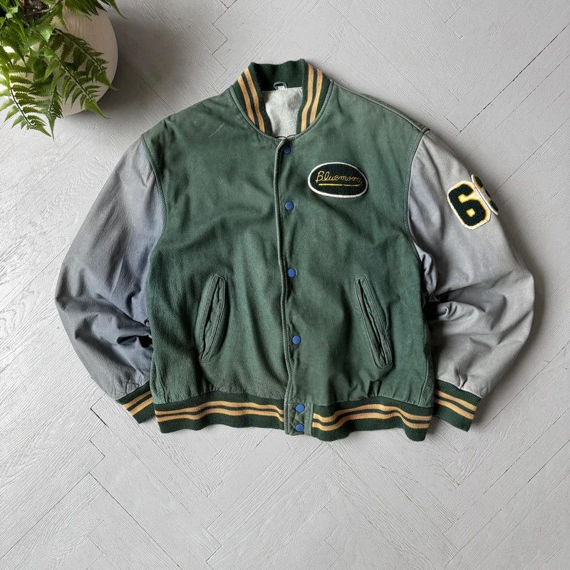 Vintage Leather Varsity Bomber Jacket