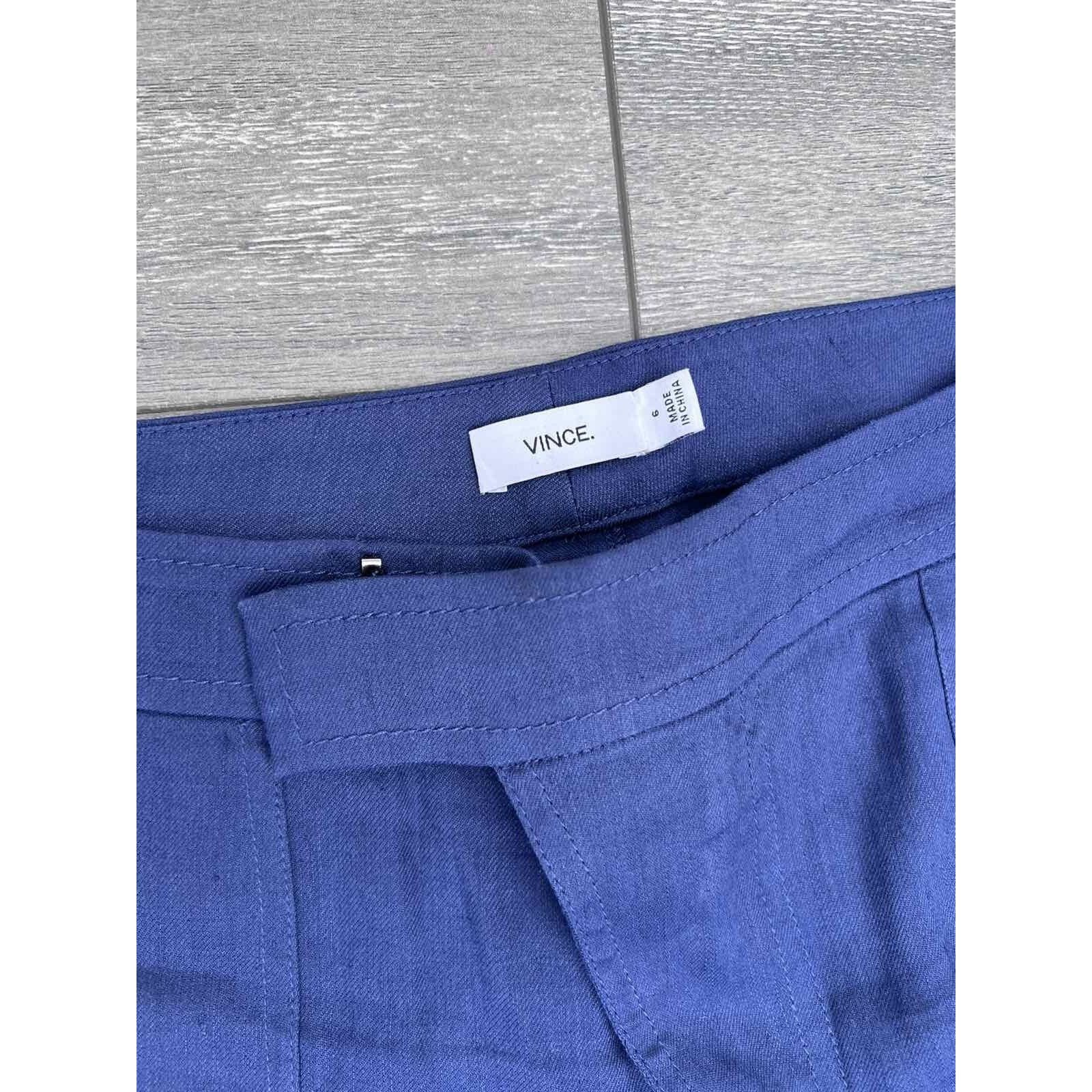 Vince VINCE Women's classic linen trousers navy Size 6 A000164 Size 28" / US 6 / IT 42 - 3 Thumbnail