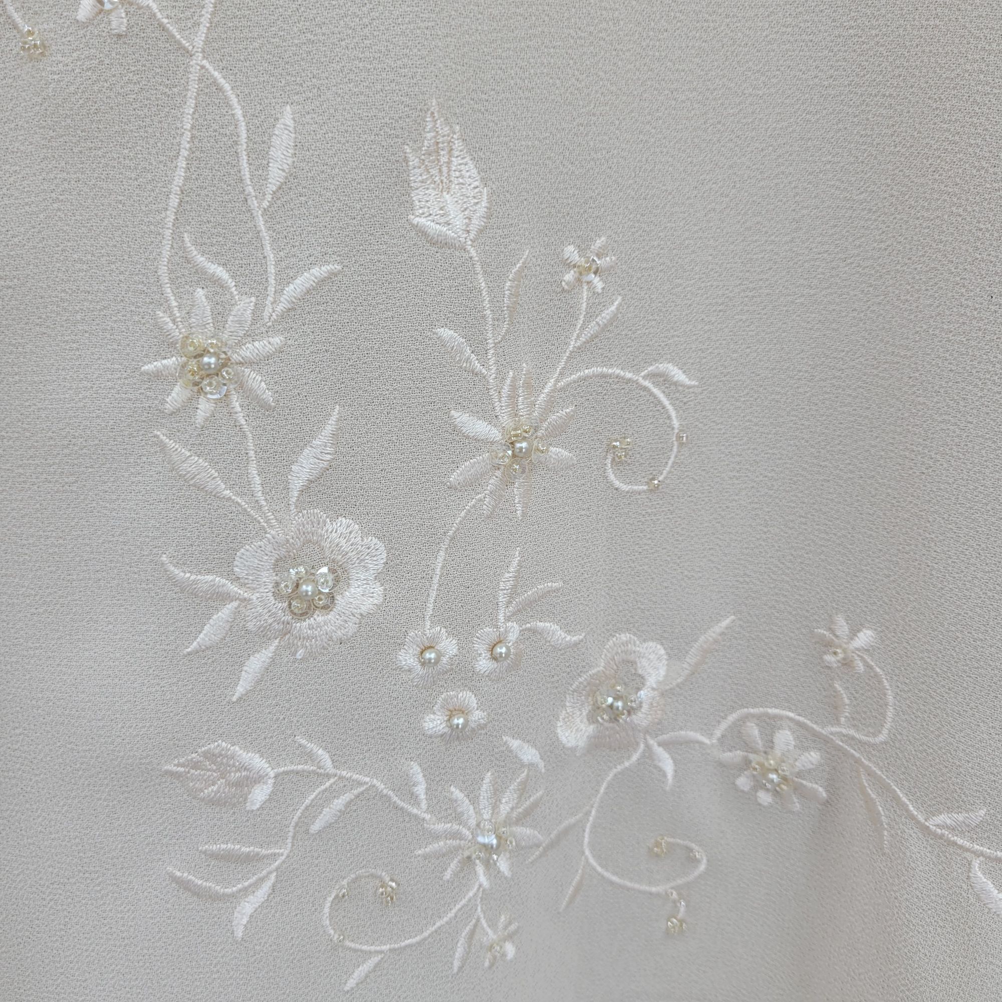 Vintage Vtg Modest Formal Dress Sz 12P Cream Caped Shift Embroidered Size XL / US 12-14 / IT 48-50 - 4 Thumbnail