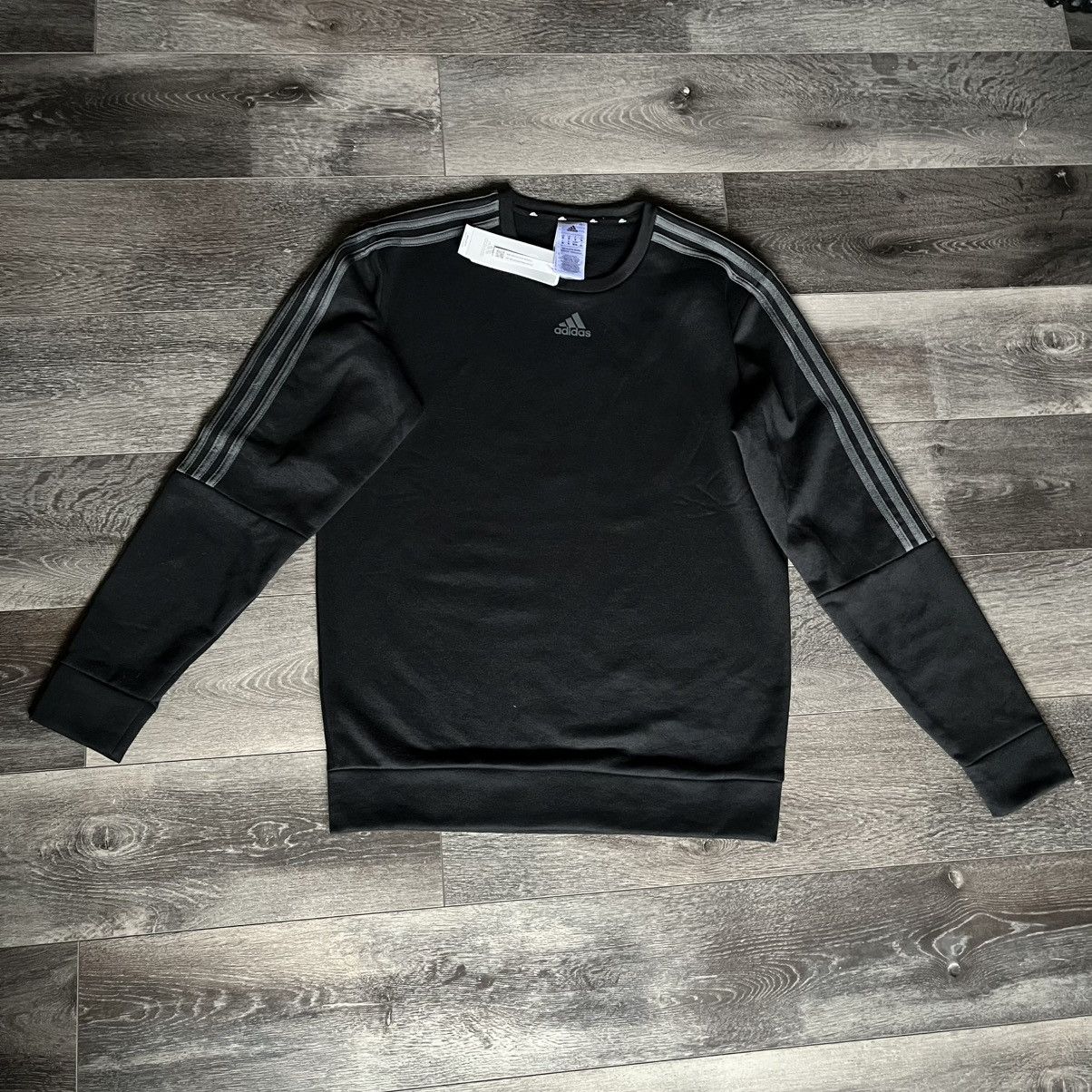 Adidas New Mens Adidas Crewneck Sweatshirt Pullover 3 Stripes Black Size US M / EU 48-50 / 2 - 1 Thumbnail