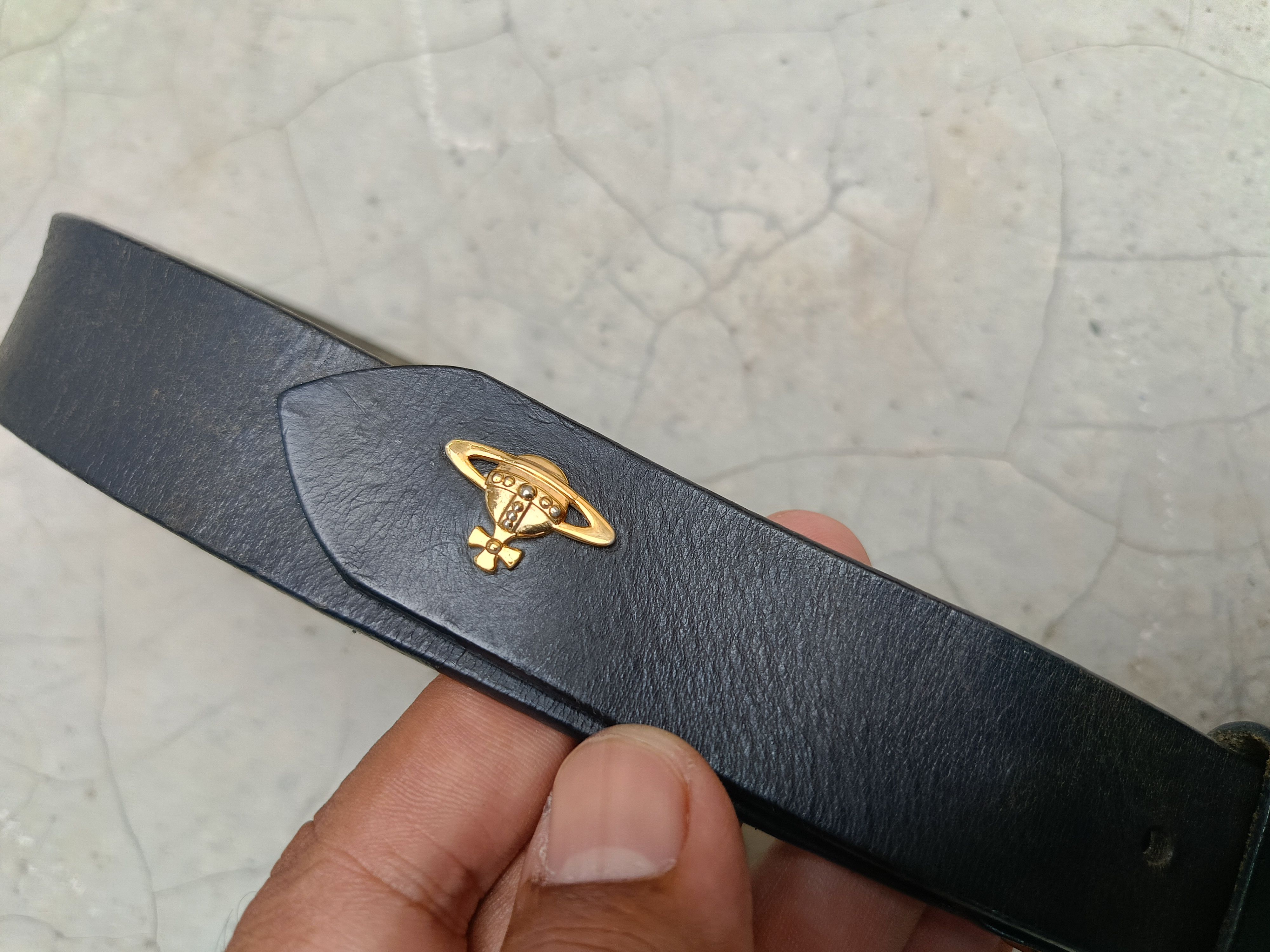 Leather CUSTOM MADE VIVIENNE WESTWOOD LOGO RIVET LEATHER BELT Size 32 - 3 Thumbnail