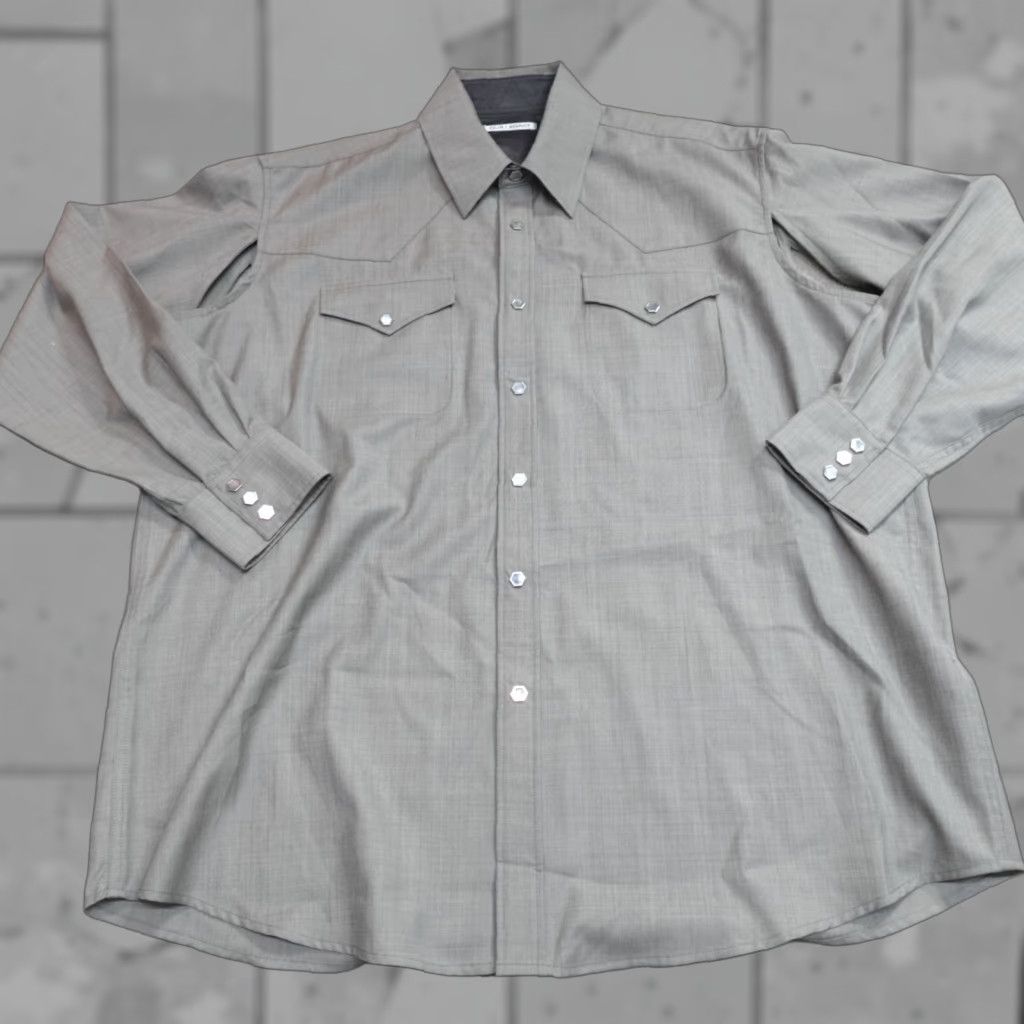 Our Legacy **OUR LEGACY Gray Wool Button-Up Shirt 2XL Western** User: **OUR LEGACY 2XL Gray Wool Button-Up Shirt Western** Size US XXL / EU 58 / 5 - 1 Thumbnail